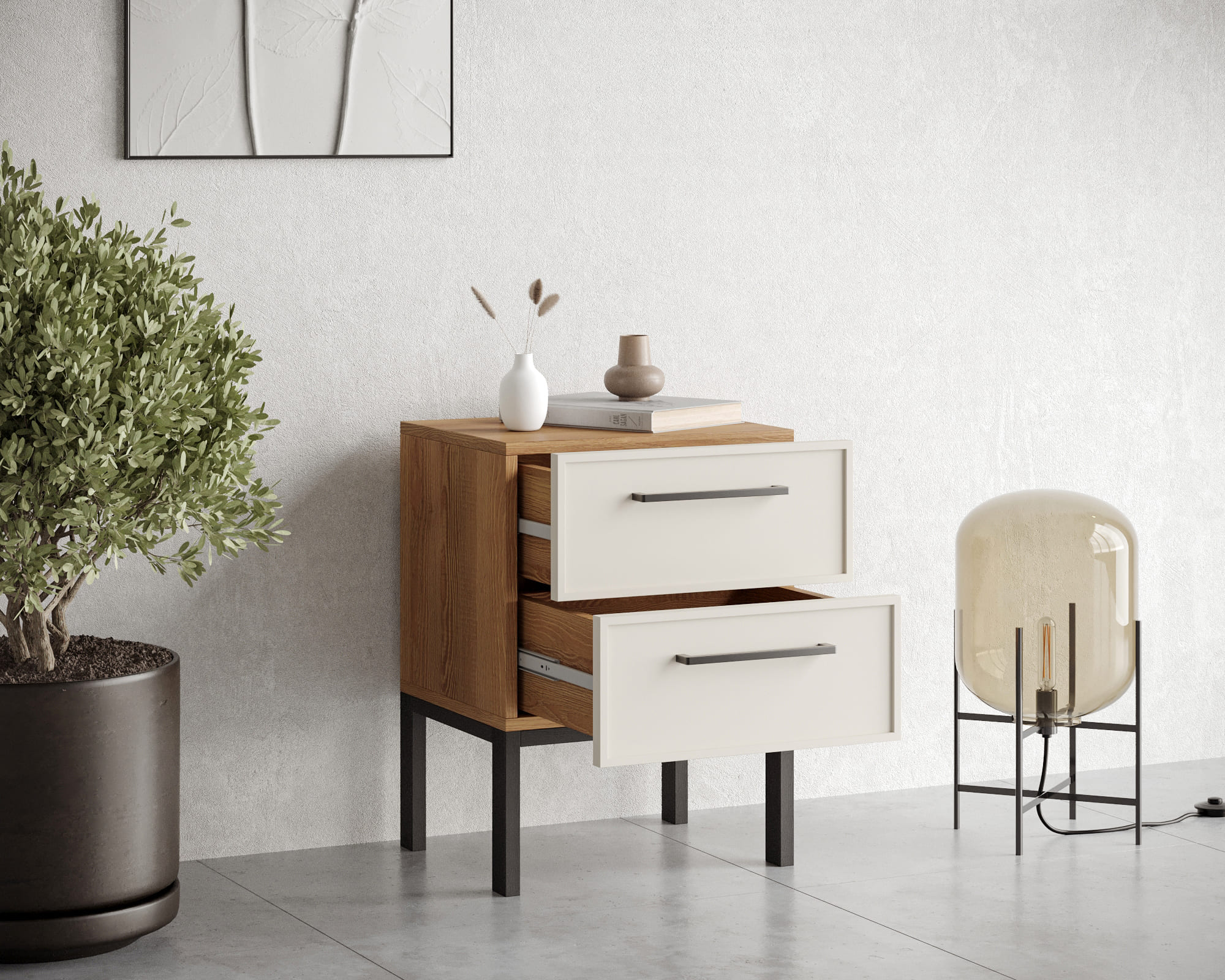 купить Тумбочка с двумя ящиками "Nicole" арт NEM16 Белый