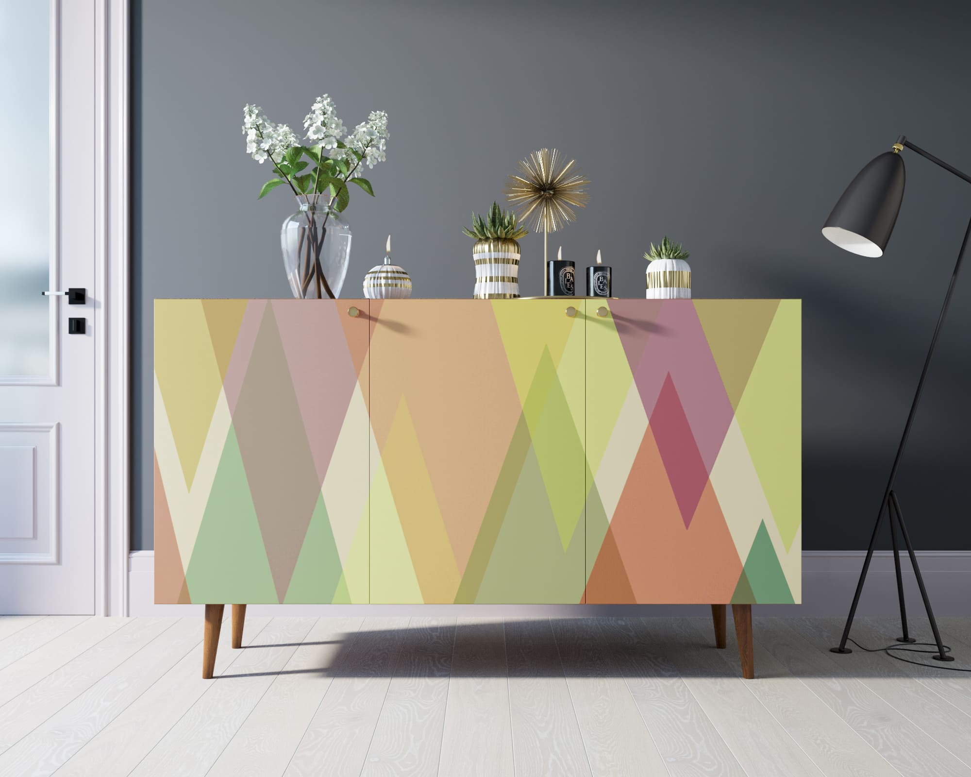 Комод "Berber" три дверки 16 принт арт BB01/Print_16 в интерьере в Москве Комод "Berber" три дверки 16 принт арт BB01/Print_16 в интерьере