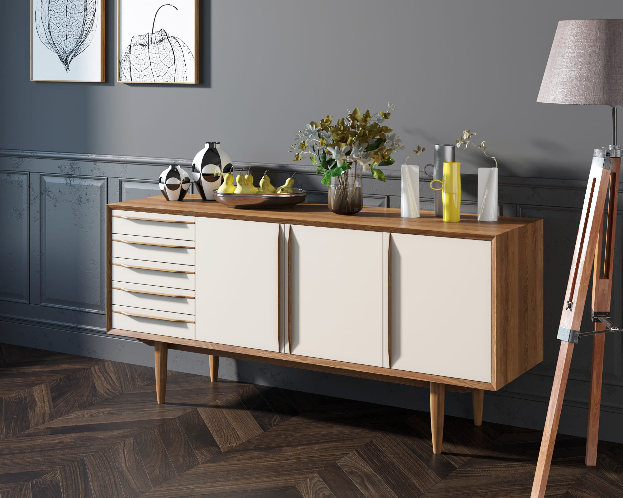 заказать Комод "Bruni white" три дверки арт BR04WH