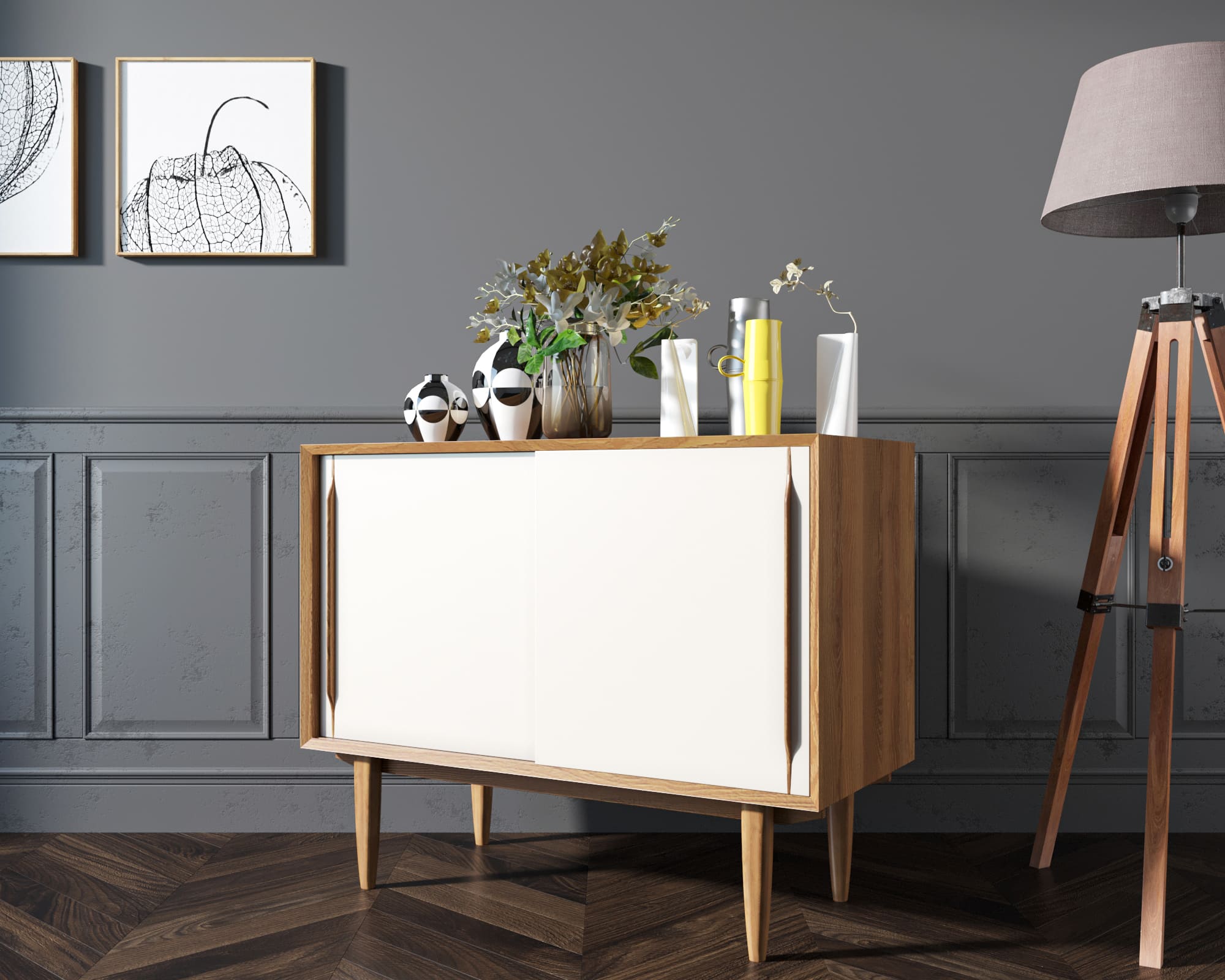 Комод в Скандинавском стиле "Bruni white" две дверки арт BR25WH в интернет-магазине