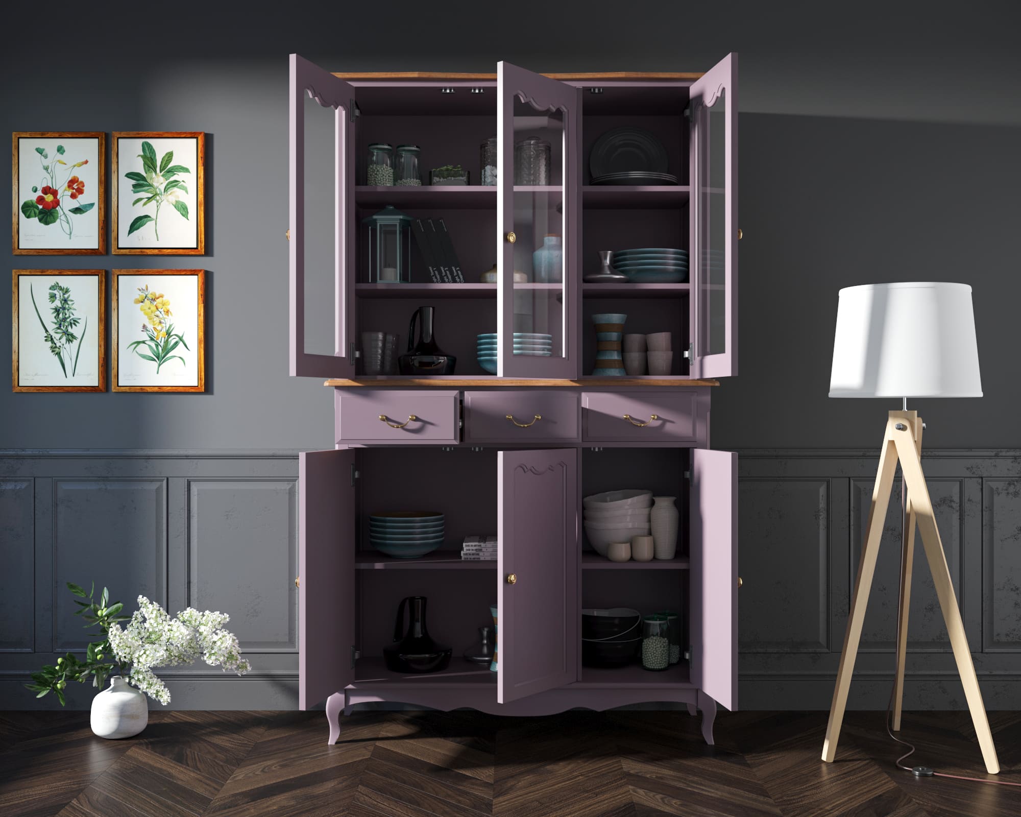 купить Буфет "Leontina Lavanda" трехстворчатый арт ST9344/2L в Москве купить Буфет "Leontina Lavanda" трехстворчатый арт ST9344/2L