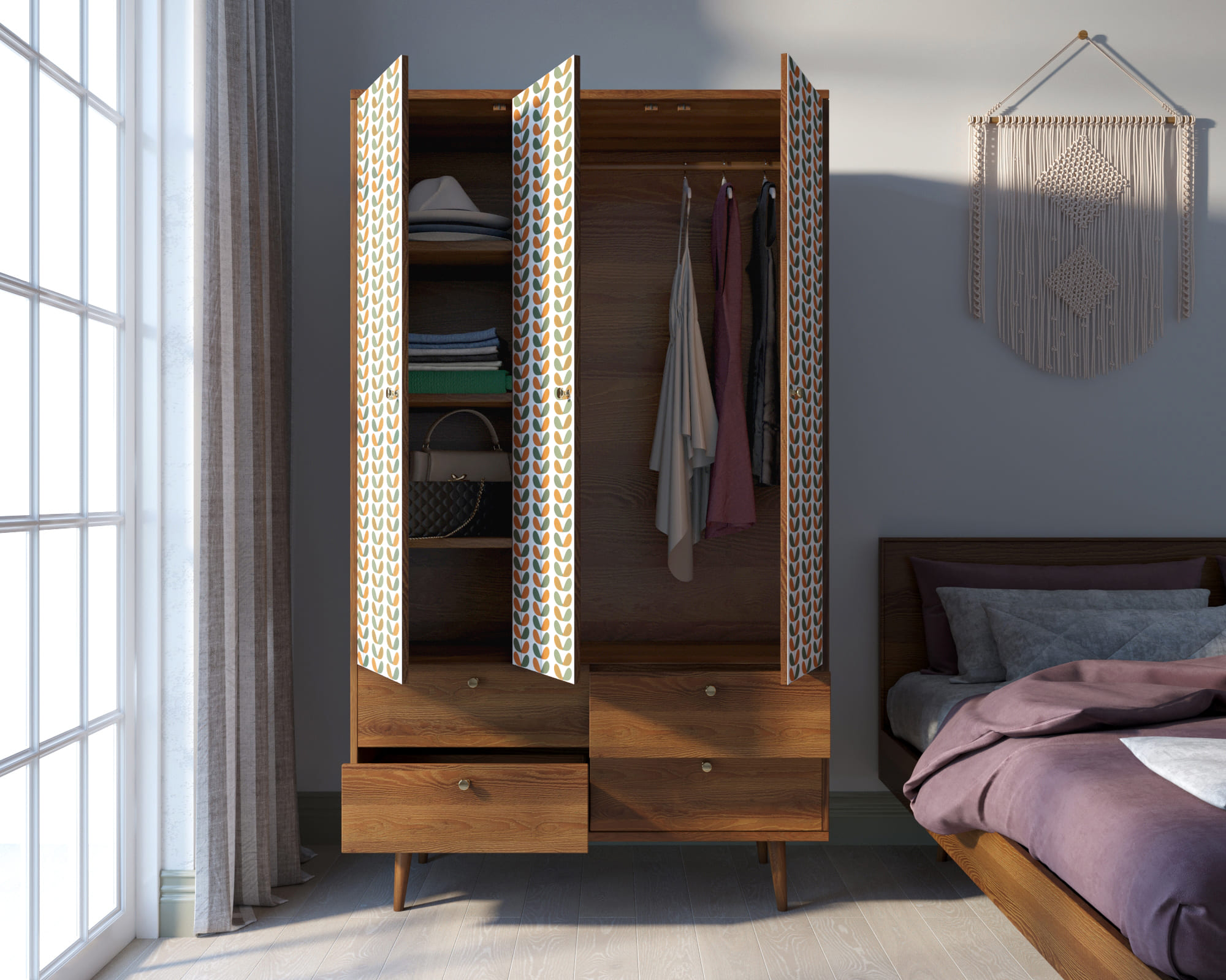 Шкаф трехстворчатый "Berber" принт 23 арт BB02/Print_23 в интернет-магазине