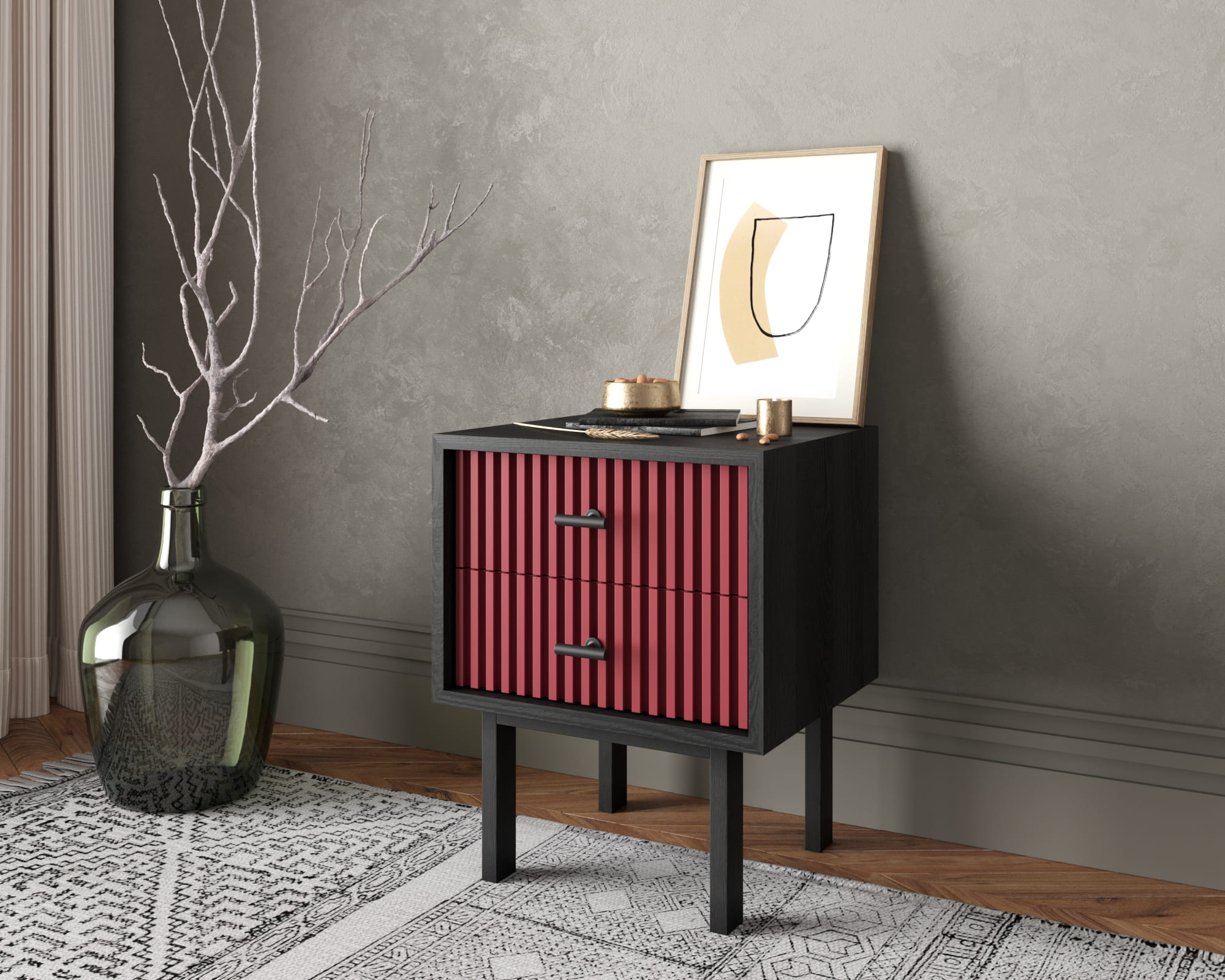 заказать Тумбочка с двумя ящиками "Emerson" арт EM16/red/L в Москве заказать Тумбочка с двумя ящиками "Emerson" арт EM16/red/L