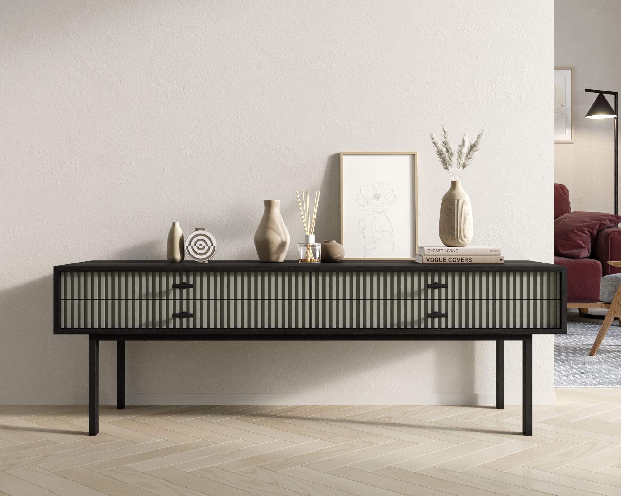 Консоль с двумя ящиками "Emerson" арт EM23/gray/L в интернет-магазине