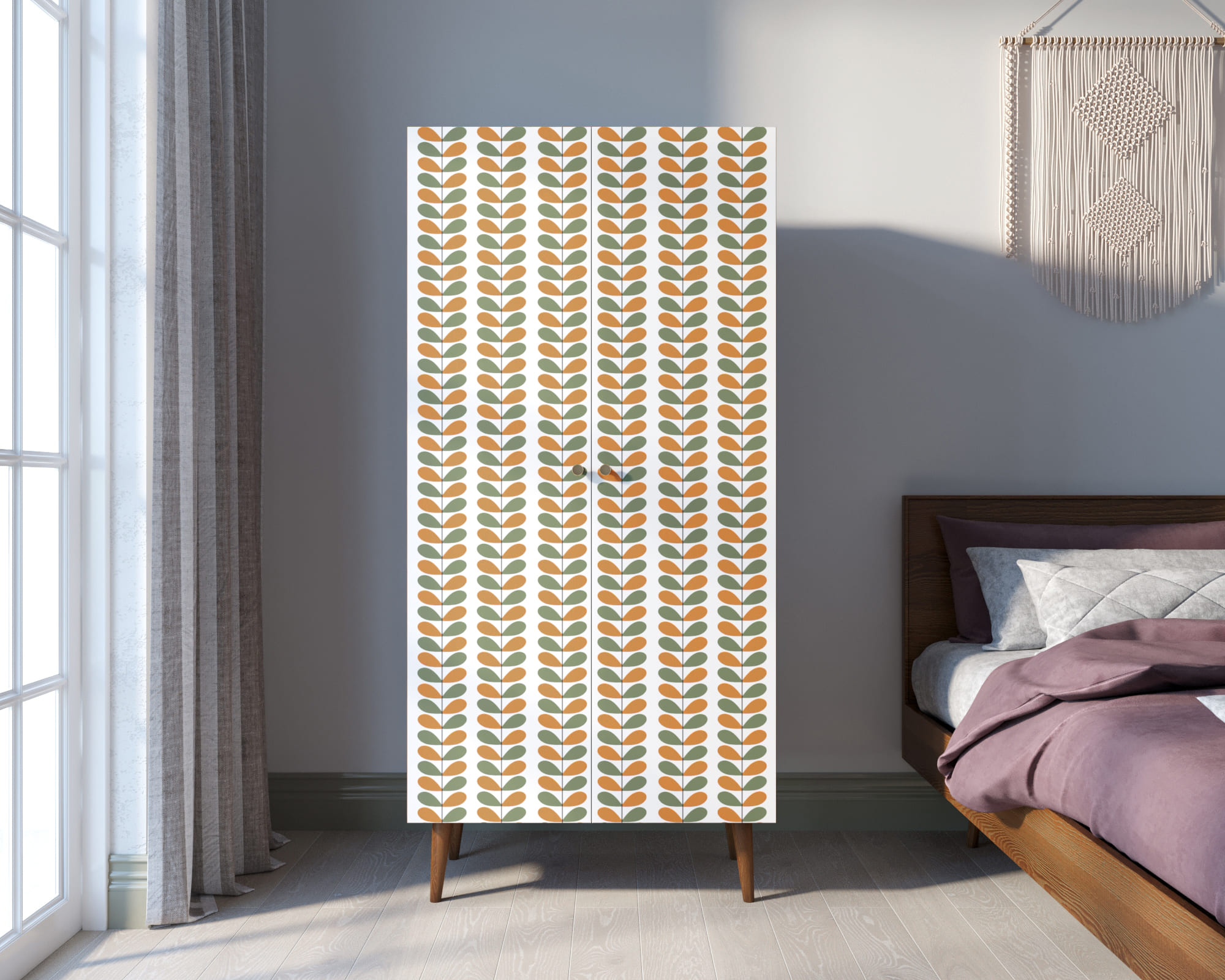 Шкаф малый двухстворчатый "Berber" принт 23 арт BB08/Print_23 в интерьере