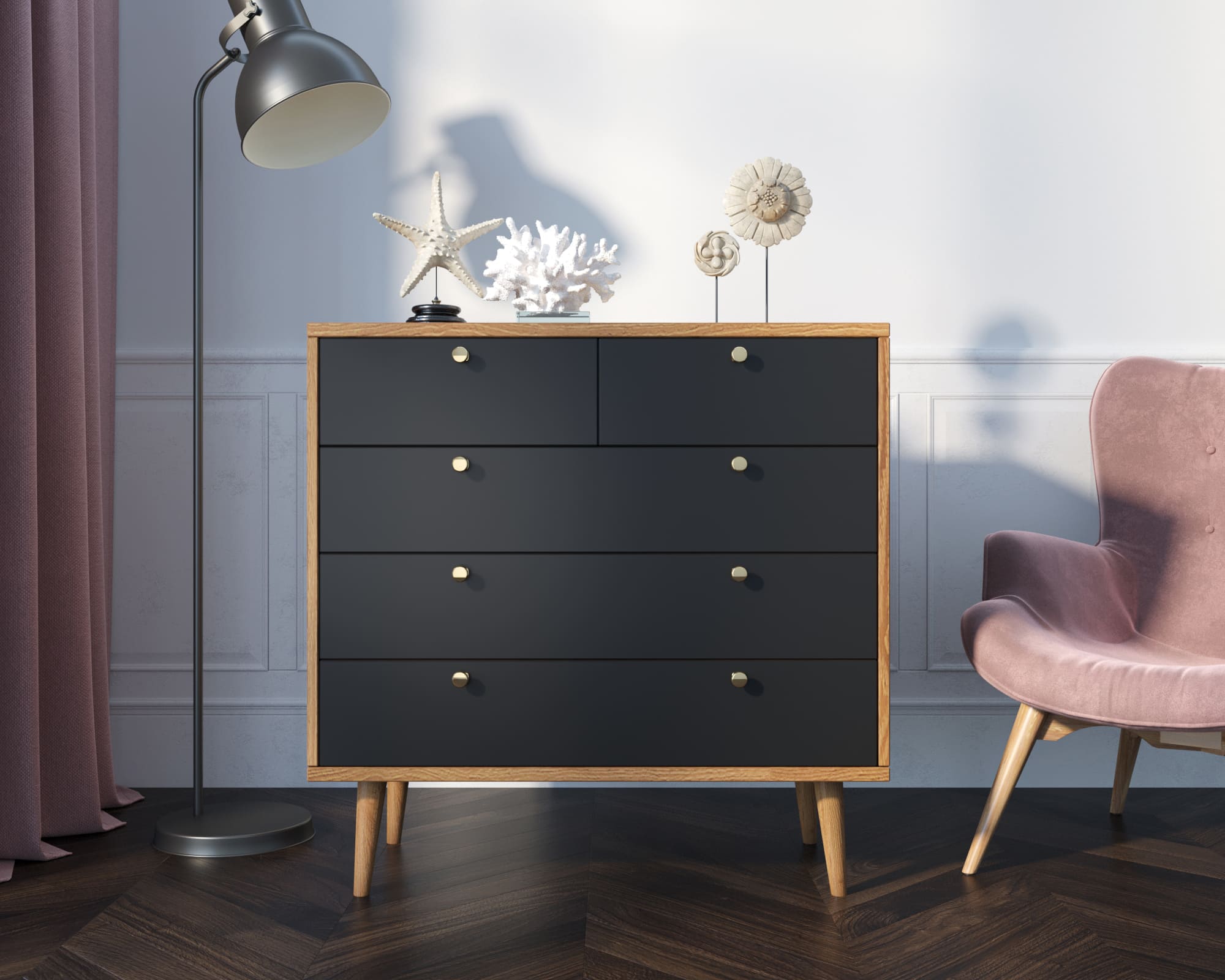 Комод "Berber" пять ящиков 33 принт арт BB36/Print_33 в интернет-магазине