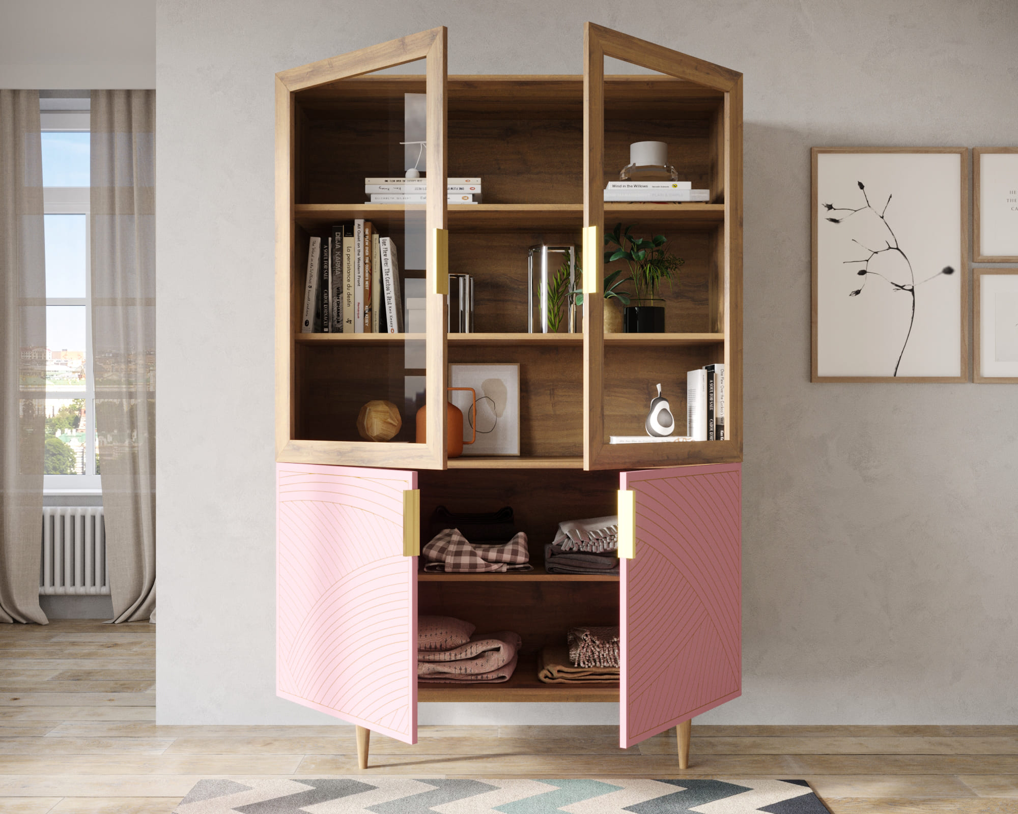 купить Буфет с двумя дверками "Line" LN11/GR1/pink