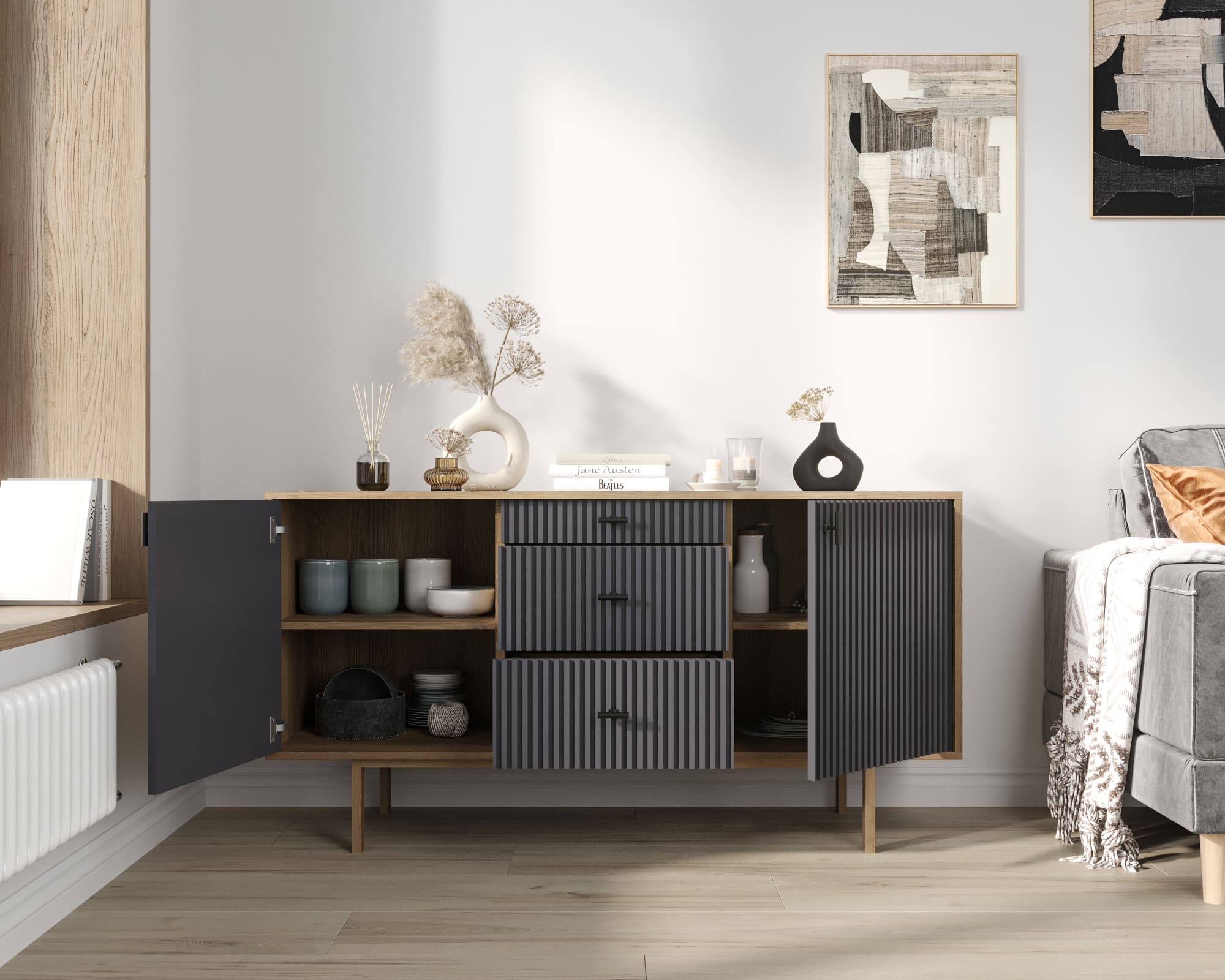 купить Комод две дверки и три ящика "Emerson" арт EM08/7024/L