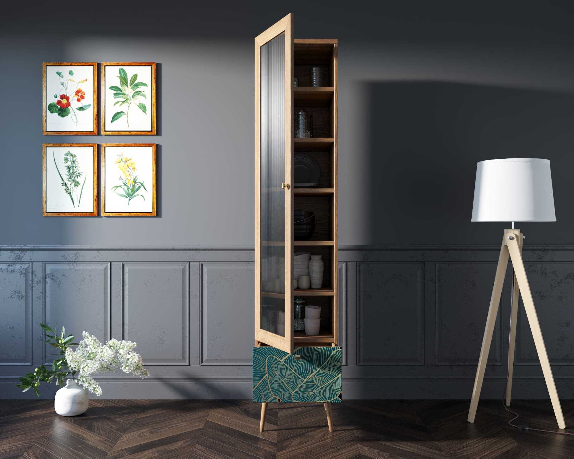 купить Буфет "Berber" одностворчатый с ящиком принт 41 арт BB48/Print_41