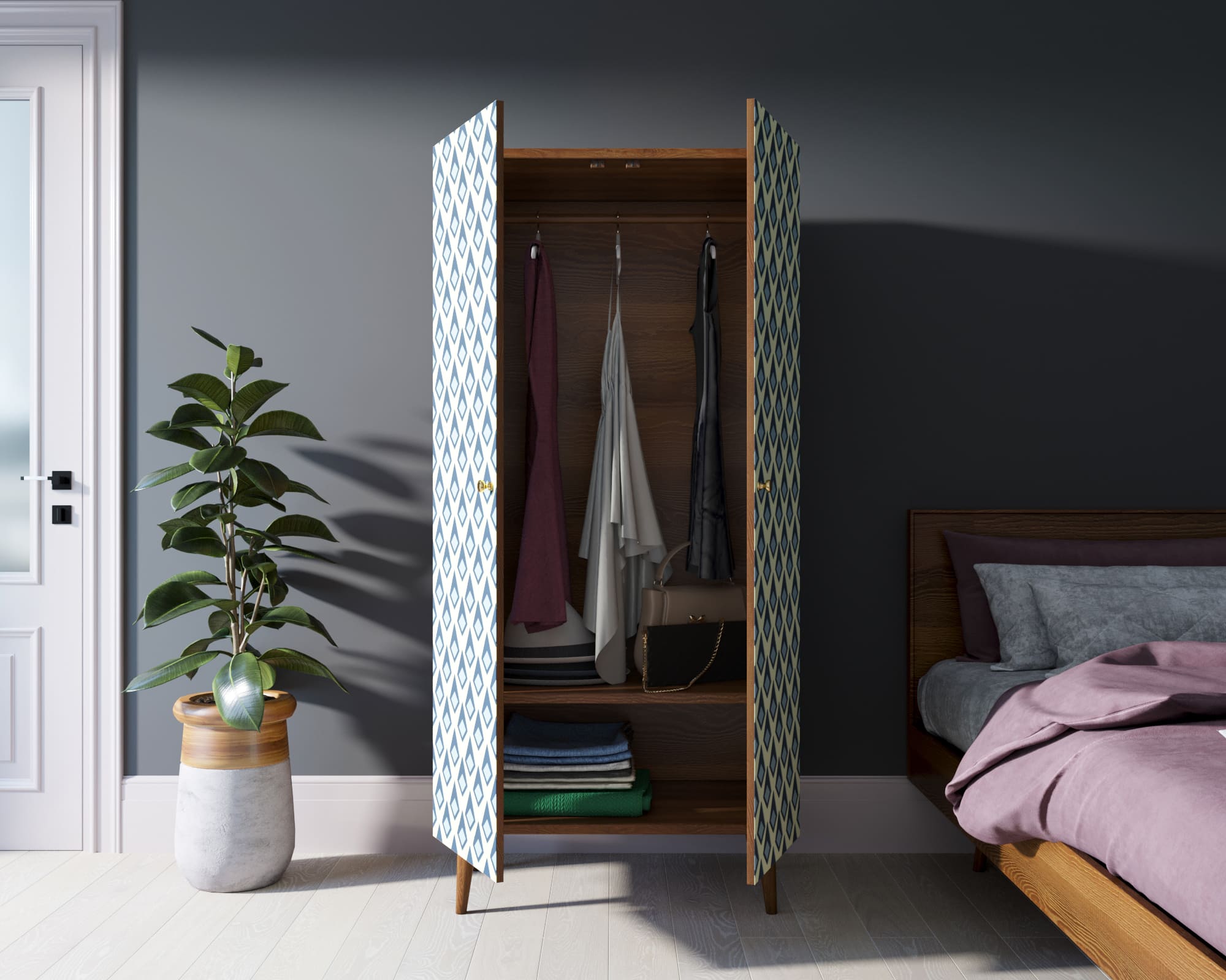 Шкаф малый двухстворчатый "Berber" принт 13 арт BB08/Print_13 в интернет-магазине