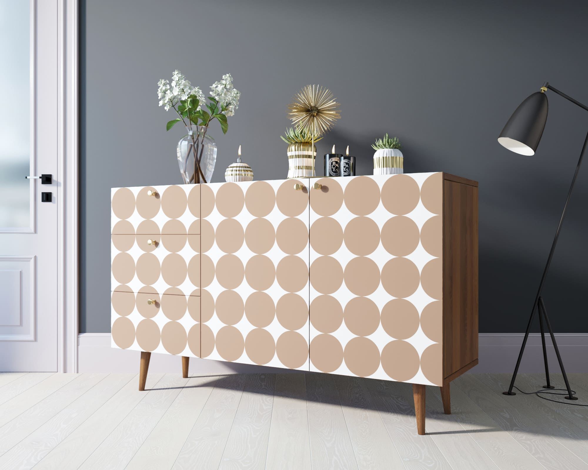 фото Комод "Berber" с двумя дверками и ящиками принт 17 арт BB17/Print_17