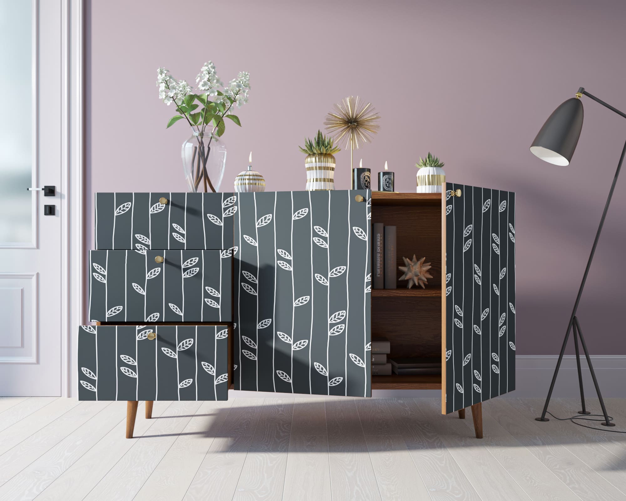 Комод "Berber" с двумя дверками и ящиками принт 18 арт BB17/Print_18 в интернет-магазине