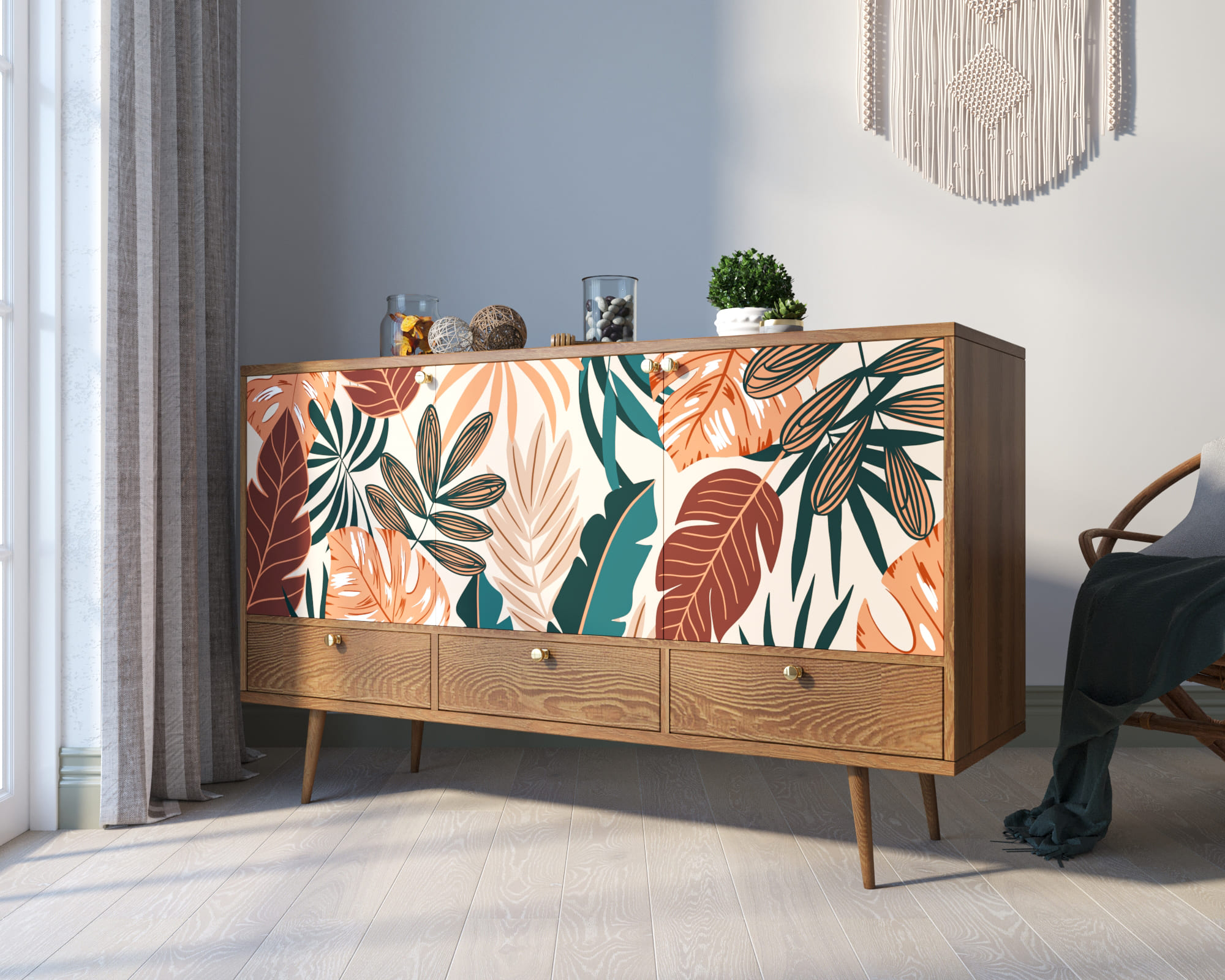 заказать Комод "Berber" три дверки и три ящика 25 принт арт BB24/Print_25