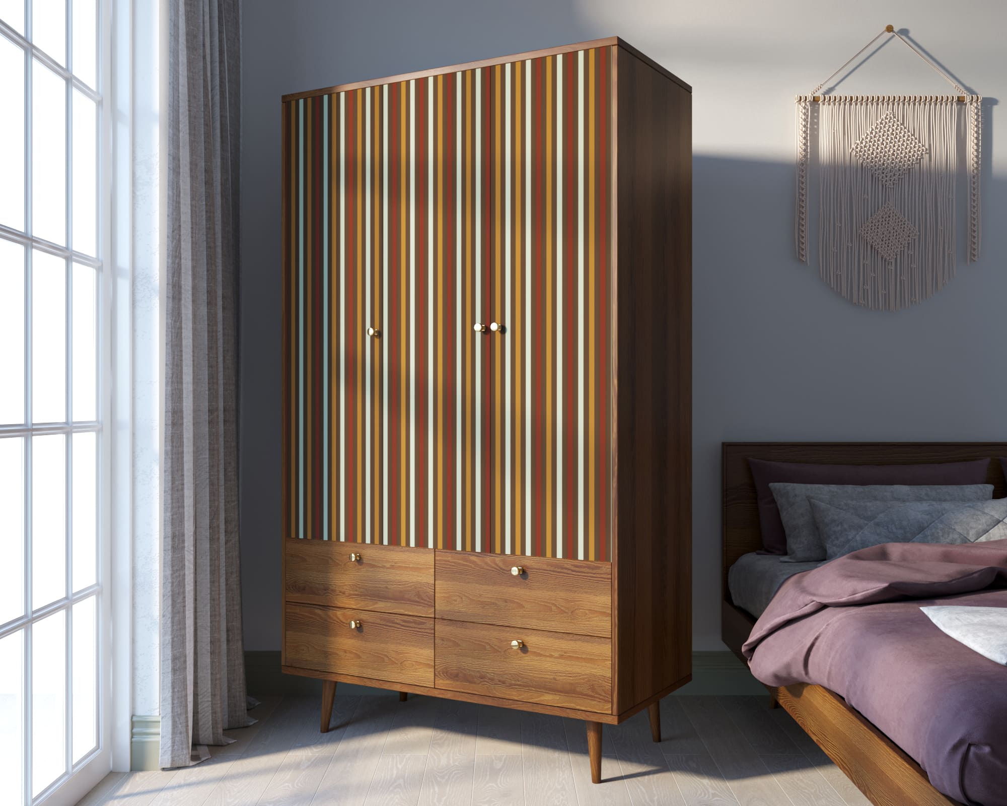 фото Шкаф трехстворчатый "Berber" принт 20 арт BB02/Print_20