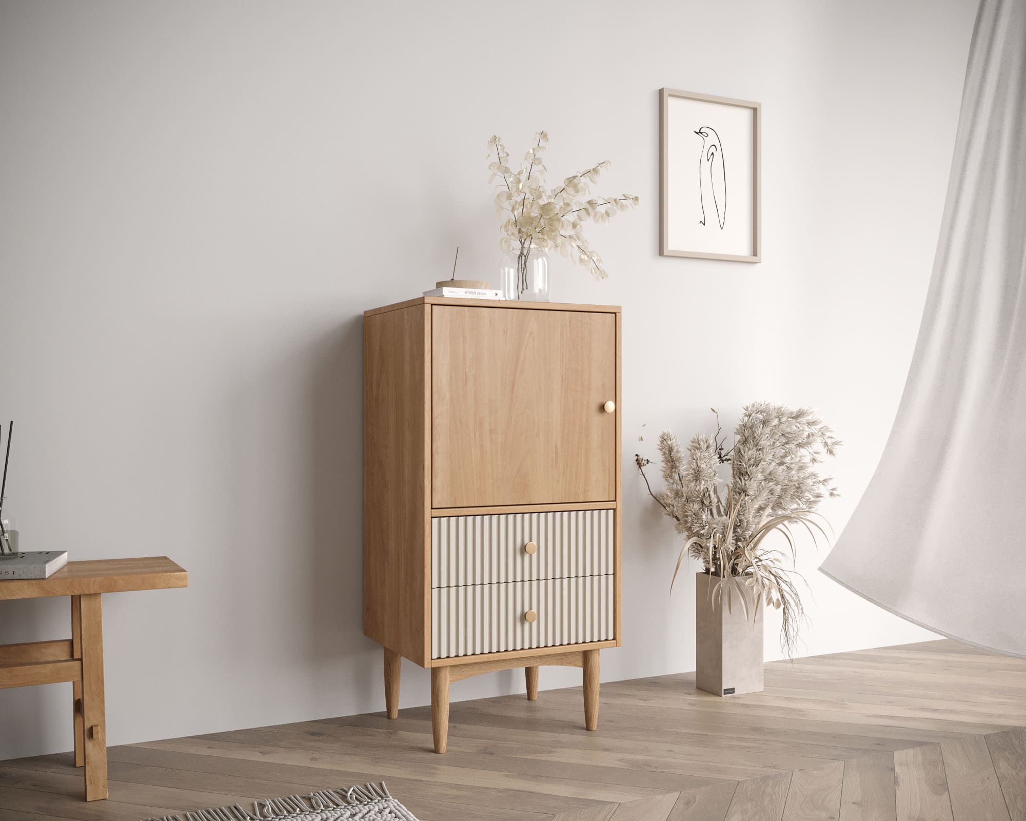 заказать Высокая тумба Bubble Solid с двумя ящиками арт BBL11S, цвет - орех