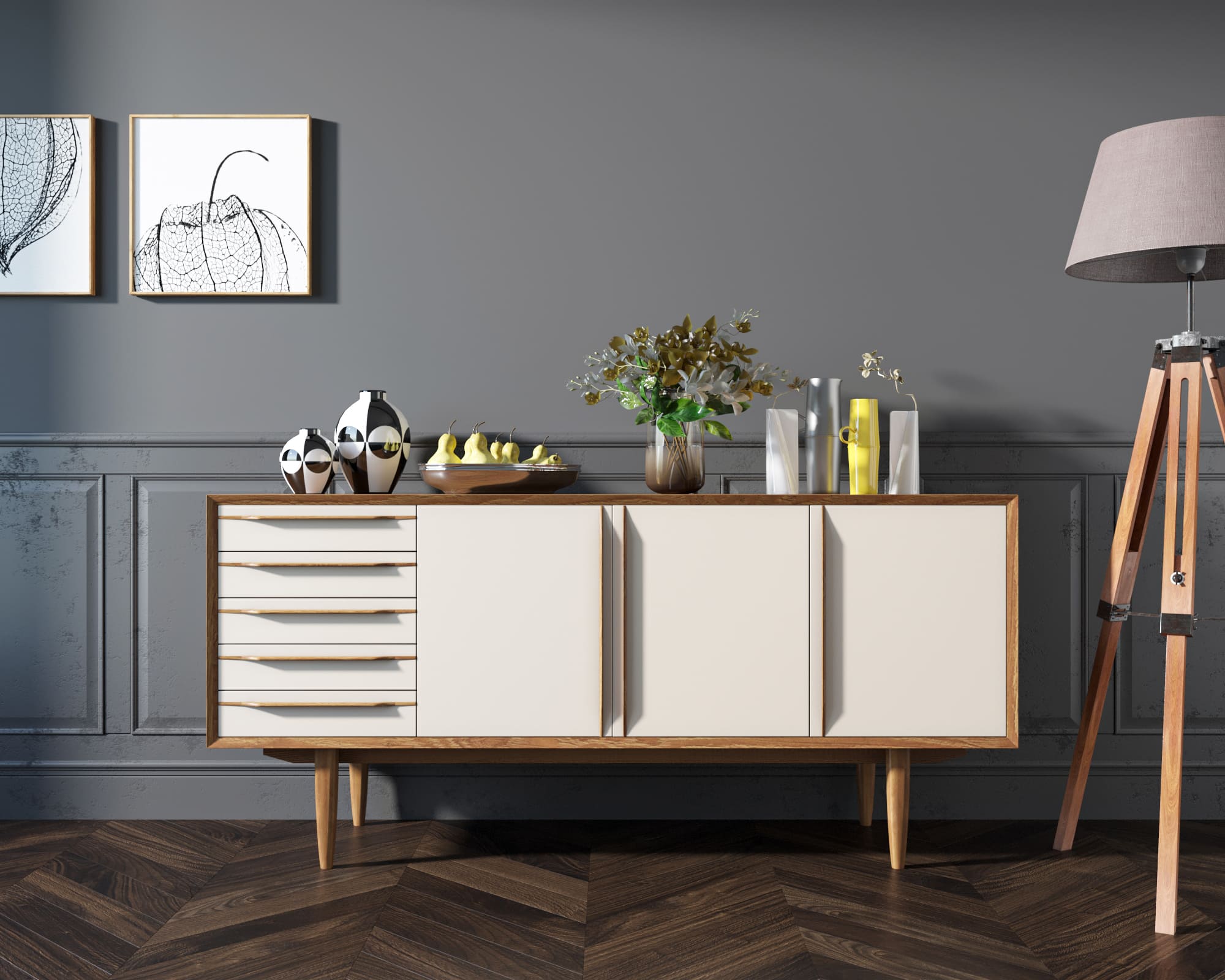 фото Комод "Bruni white" три дверки арт BR04WH