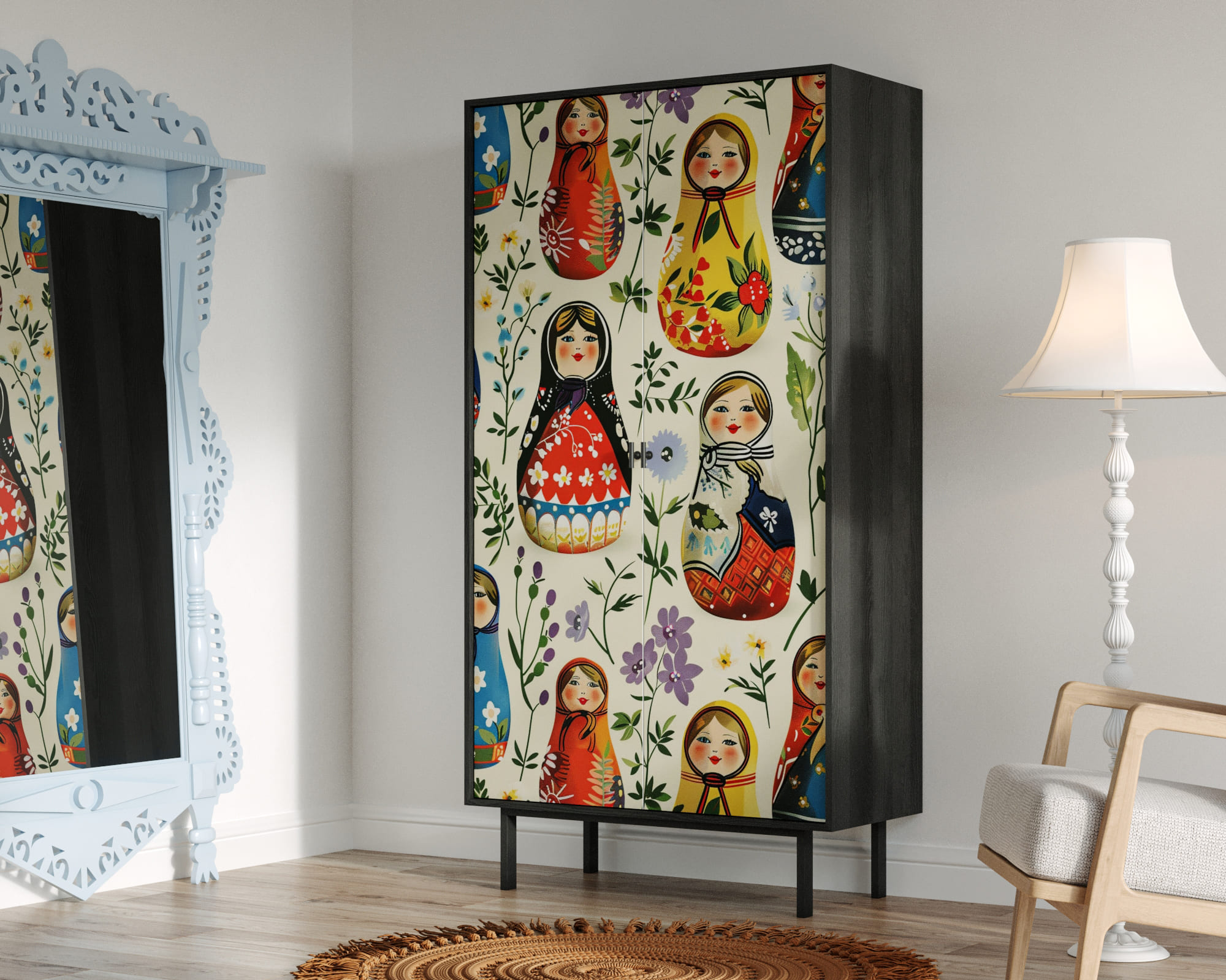 заказать Шкаф двухдверный "Emerson" Матрешки арт EM091/Art04