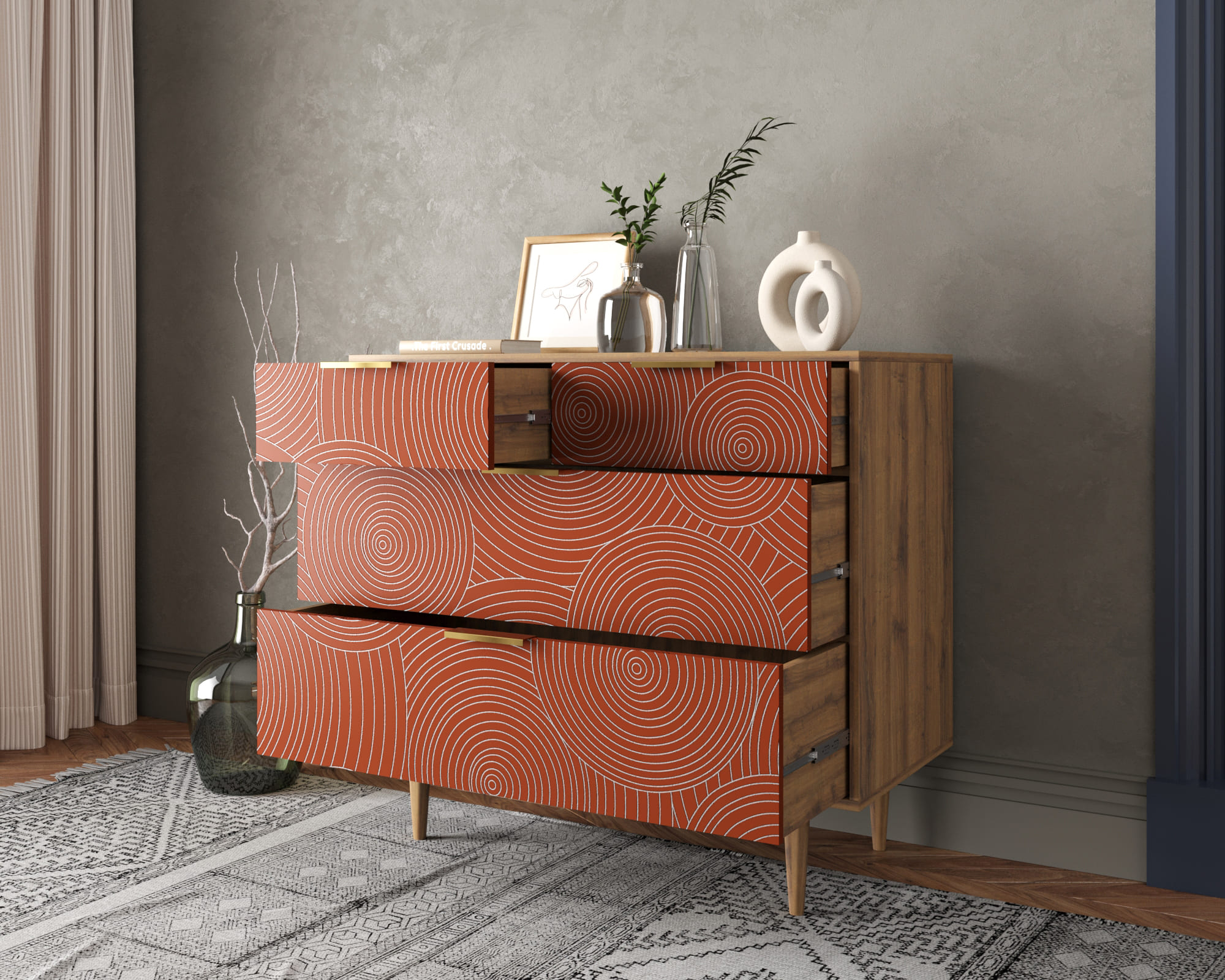 купить Комод с четыремя ящиками "Line" R22/red