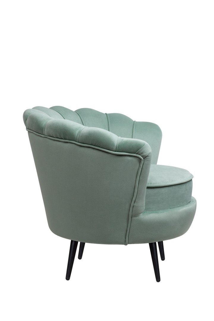 заказать Низкое кресло ракушка Pearl Green на черных ножках