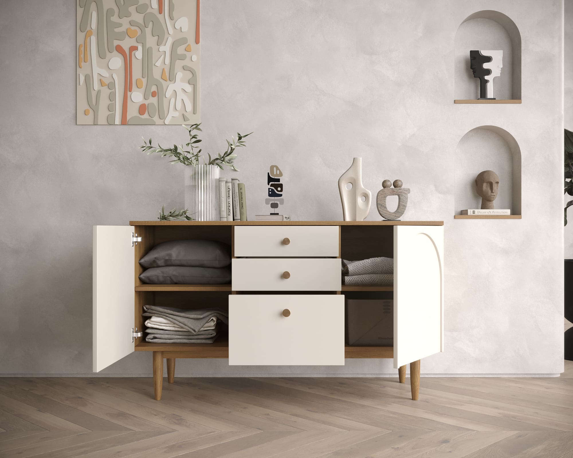 купить Комод с двумя дверками и ящиками "Arka" AR04