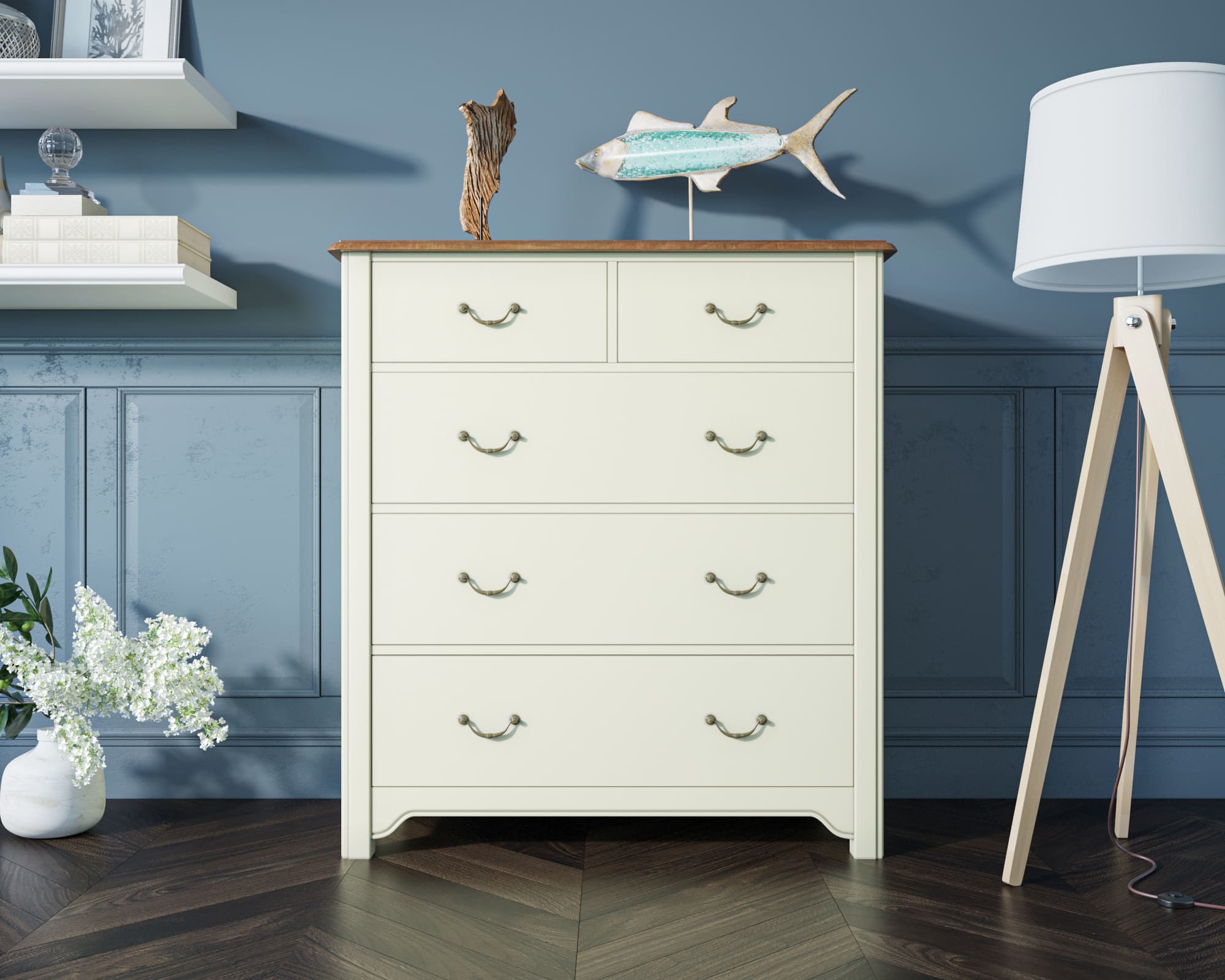 Бежевый комод "Olivia" на пять ящиков арт GA2005C на заказ в интернет-магазине