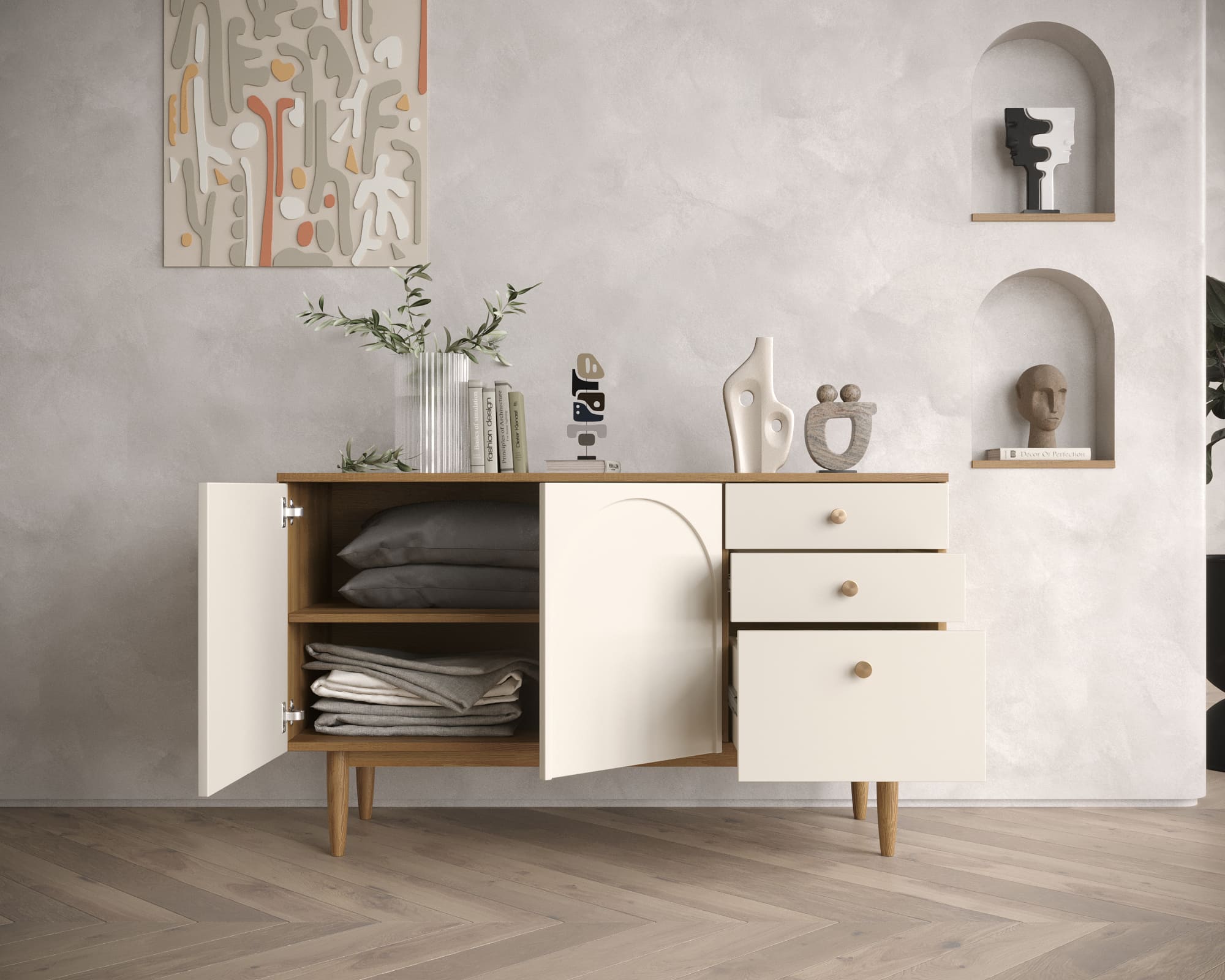 купить Комод с двумя дверками и ящиками "Arka" AR05