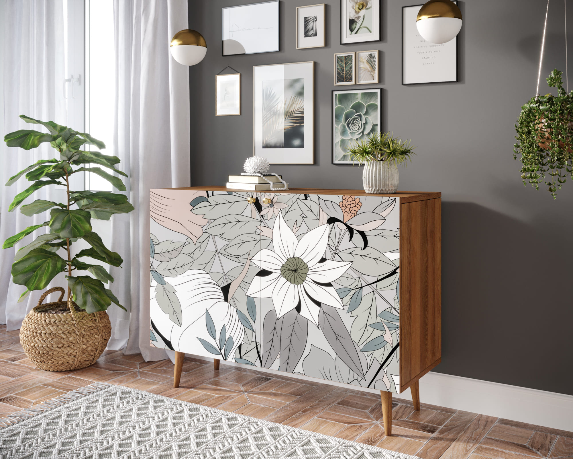 фото Комод с принтом 50 "Berber" две дверки арт BB04/Print_50