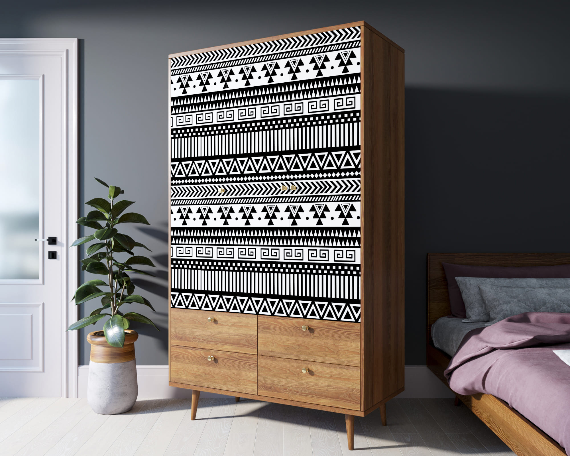 фото Шкаф трехстворчатый "Berber" принт 19 арт BB02/Print_19