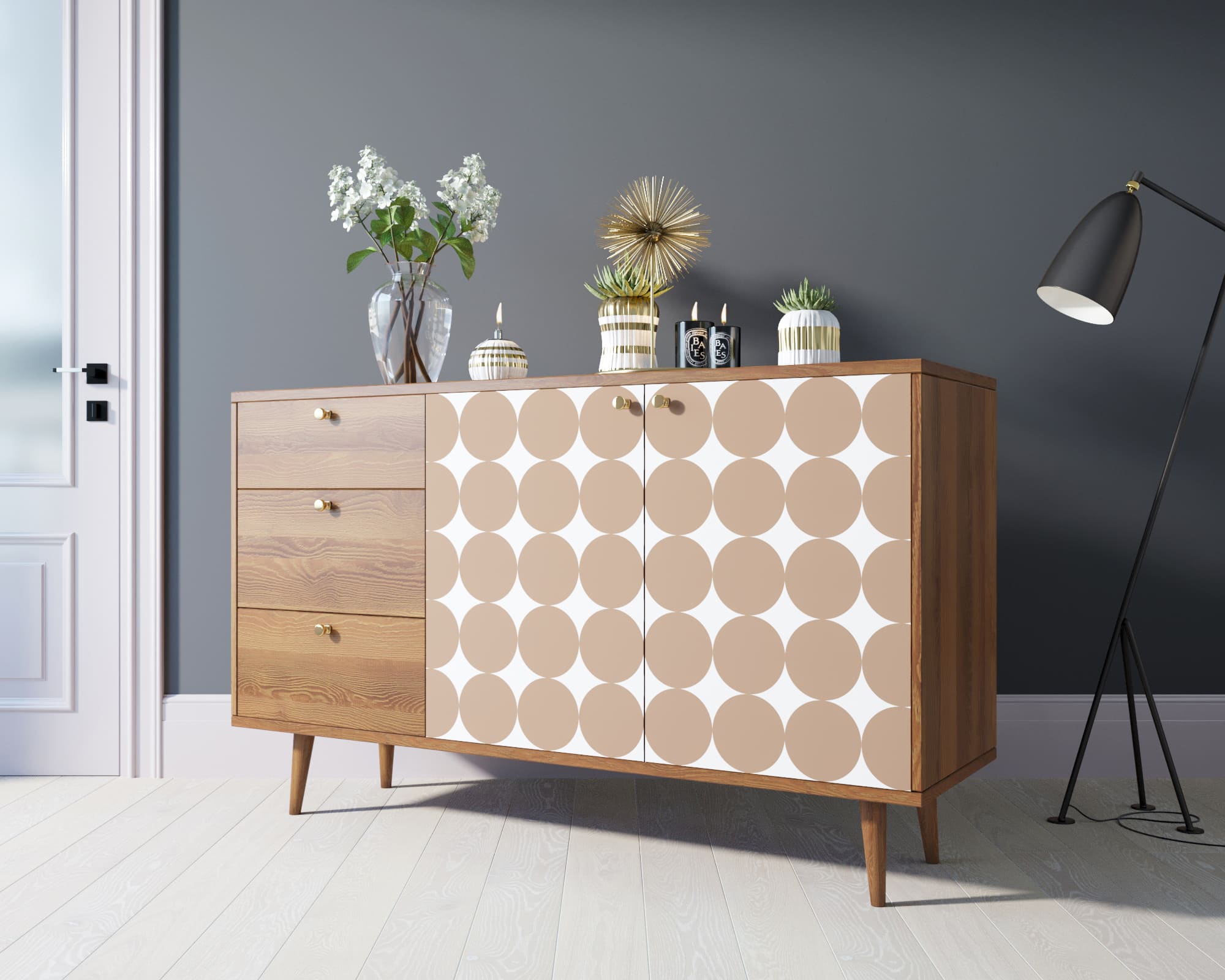 фото Комод "Berber" с двумя дверками и ящиками 17 принт арт BB05/Print_17