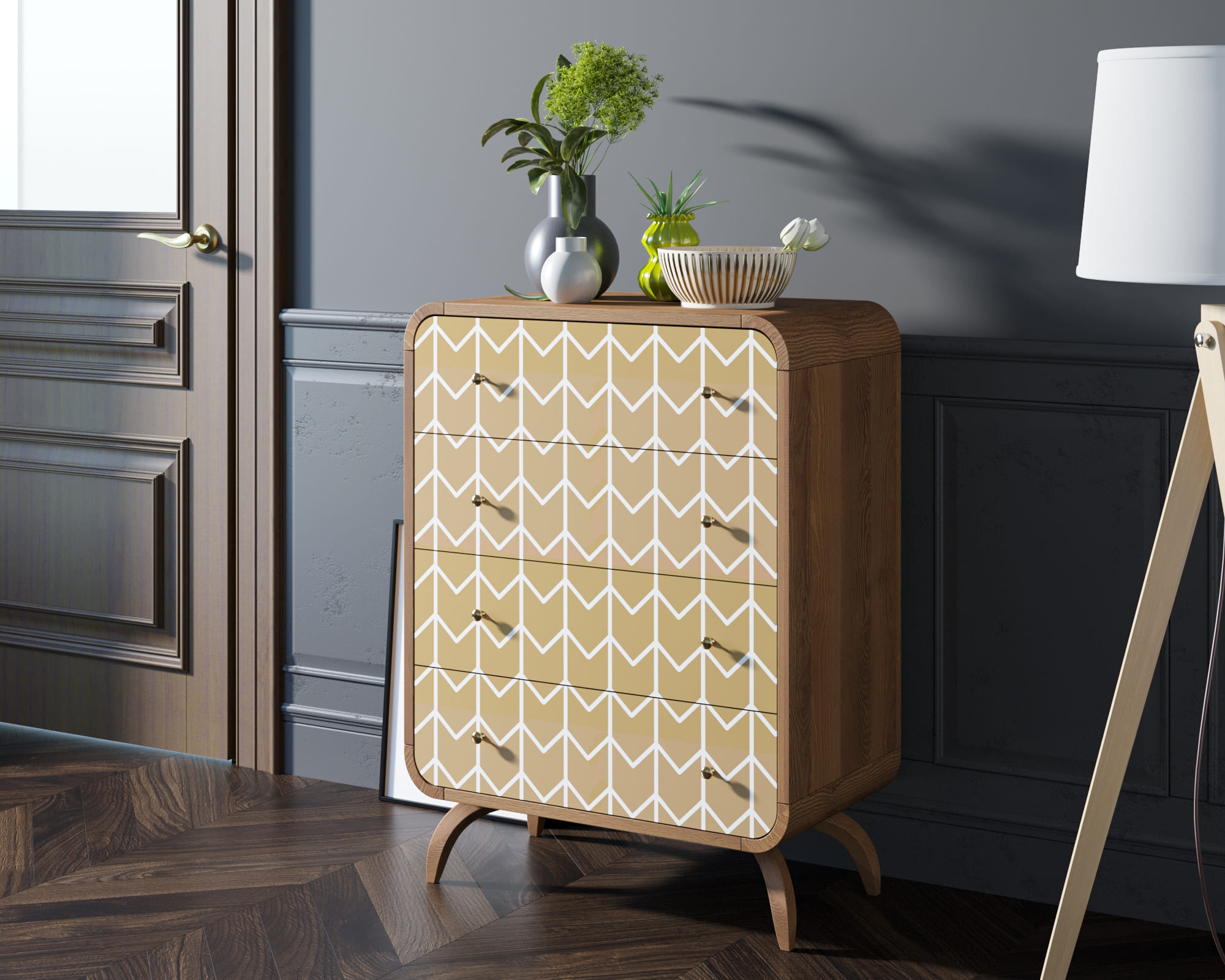 заказать Высокий комод "Ellipse Print" с четырьмя ящиками принт 1 арт EL05/print_1