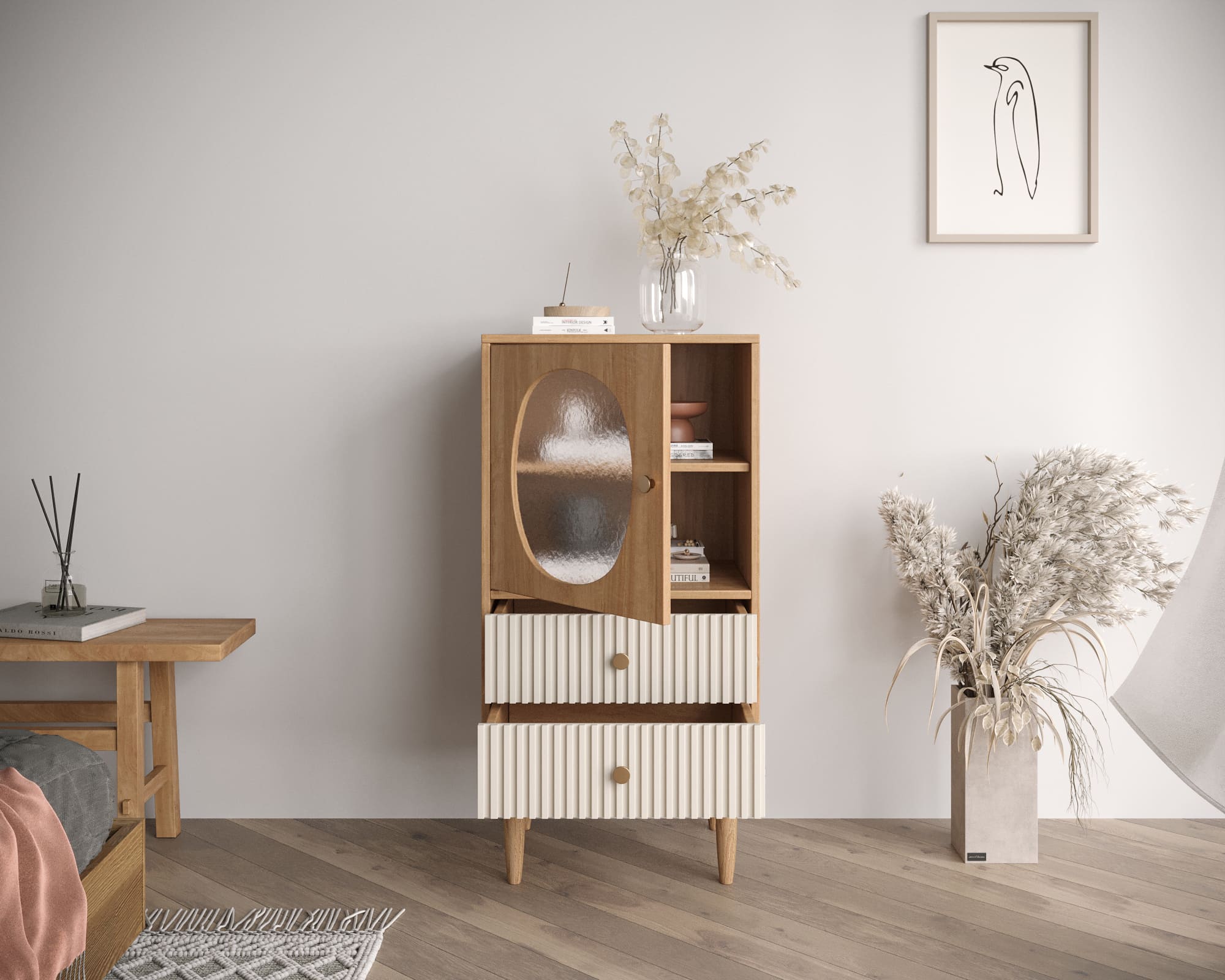 купить Высокая тумба "Bubble" с двумя ящиками арт BBL11, цвет - орех