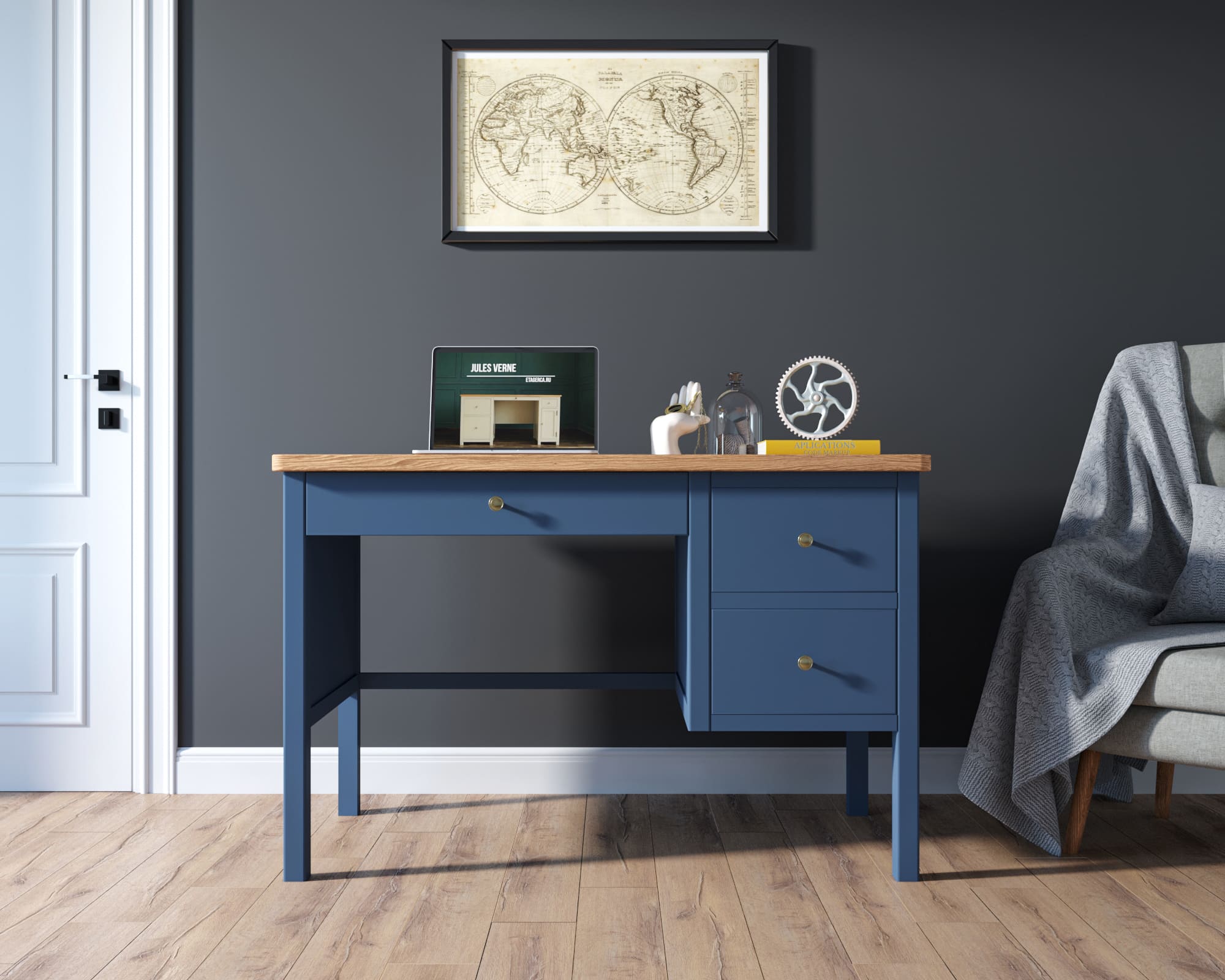 Рабочий стол "Jules Verne" с широкой тумбой арт JV47ETGB в интернет-магазине в Москве Рабочий стол "Jules Verne" с широкой тумбой арт JV47ETGB в интернет-магазине