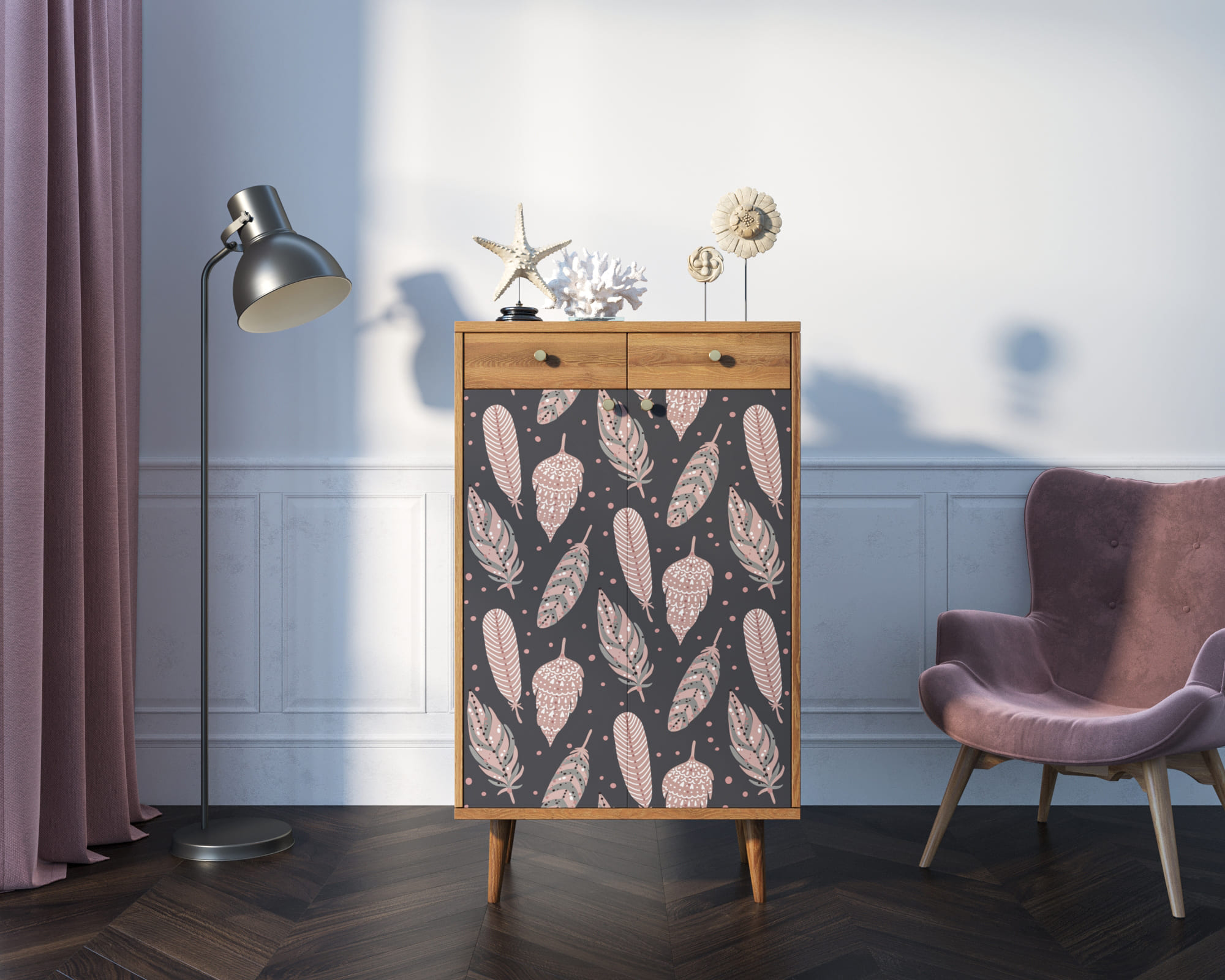 Комод "Berber" два ящика и дверки 40 принт арт BB46/Print_40 в интернет-магазине