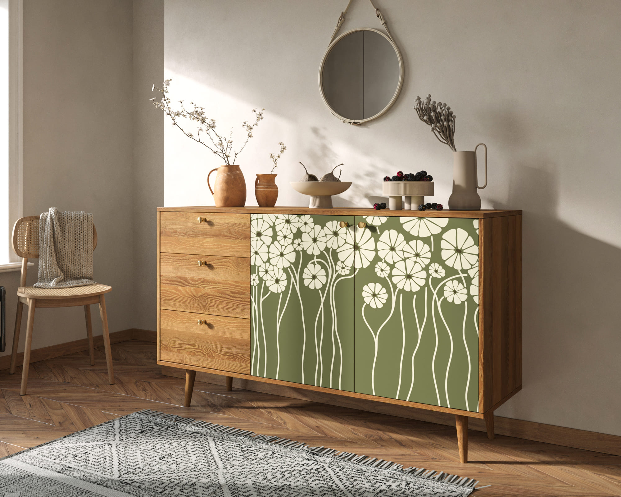 заказать Комод "Berber" с двумя дверками и ящиками  арт BB05/Print_53