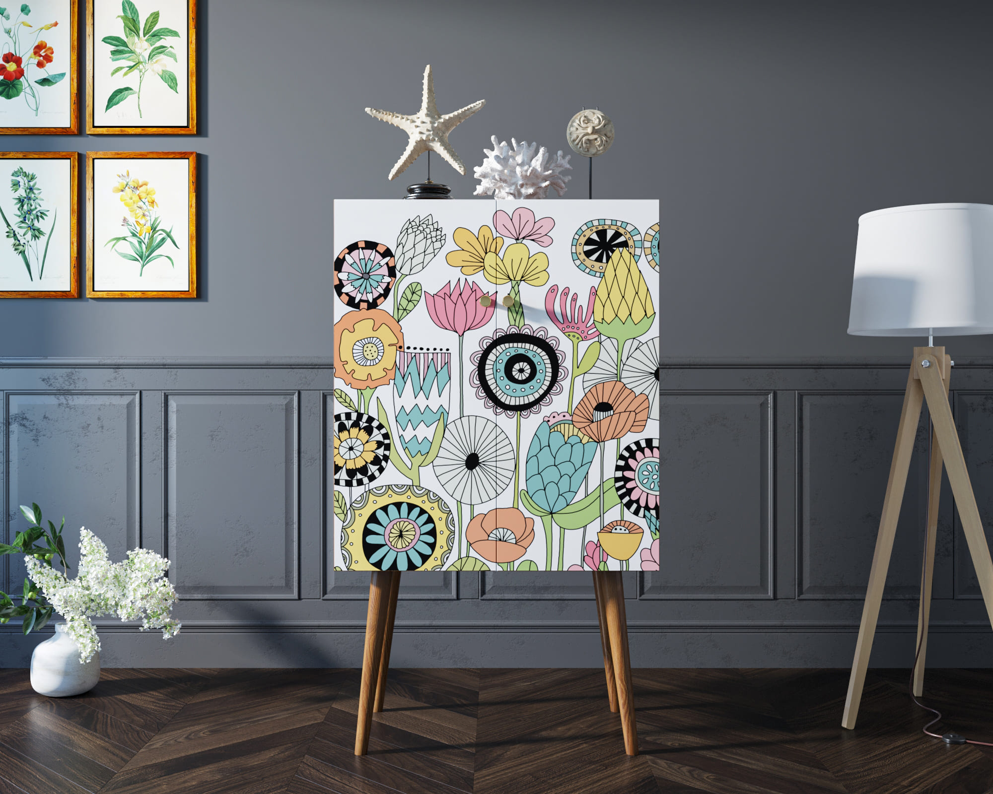 Комод на высоких ножках "Berber" арт BB09/Print_03 в интернет-магазине в Москве Комод на высоких ножках "Berber" арт BB09/Print_03 в интернет-магазине