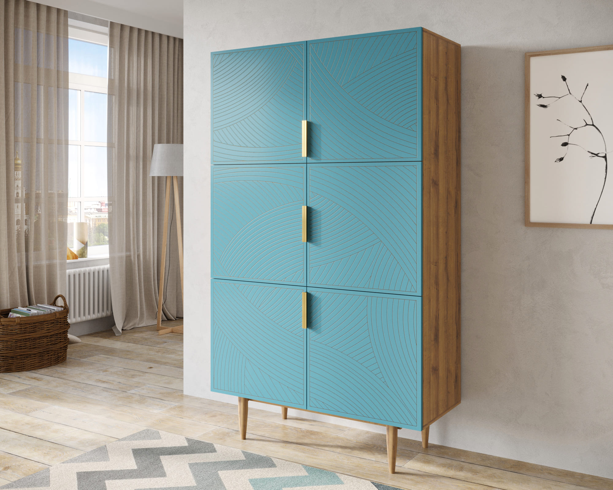 заказать Большой комод с шестью дверками "Line" LN04/GR1/blue в Москве заказать Большой комод с шестью дверками "Line" LN04/GR1/blue