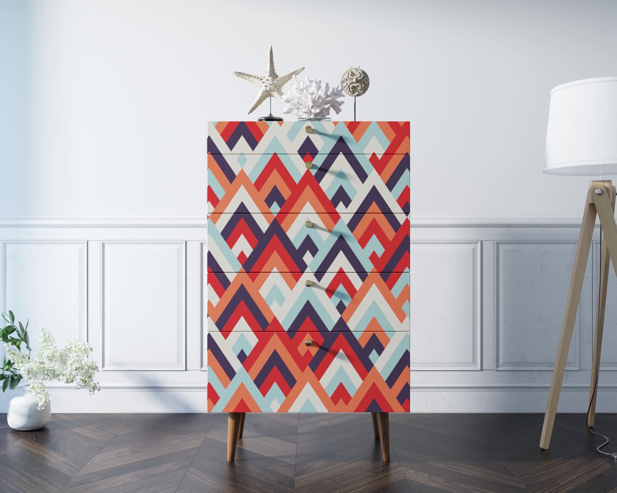 Комод высокий "Berber" принт 2 арт BB10/Print_02 в интерьере в Москве Комод высокий "Berber" принт 2 арт BB10/Print_02 в интерьере