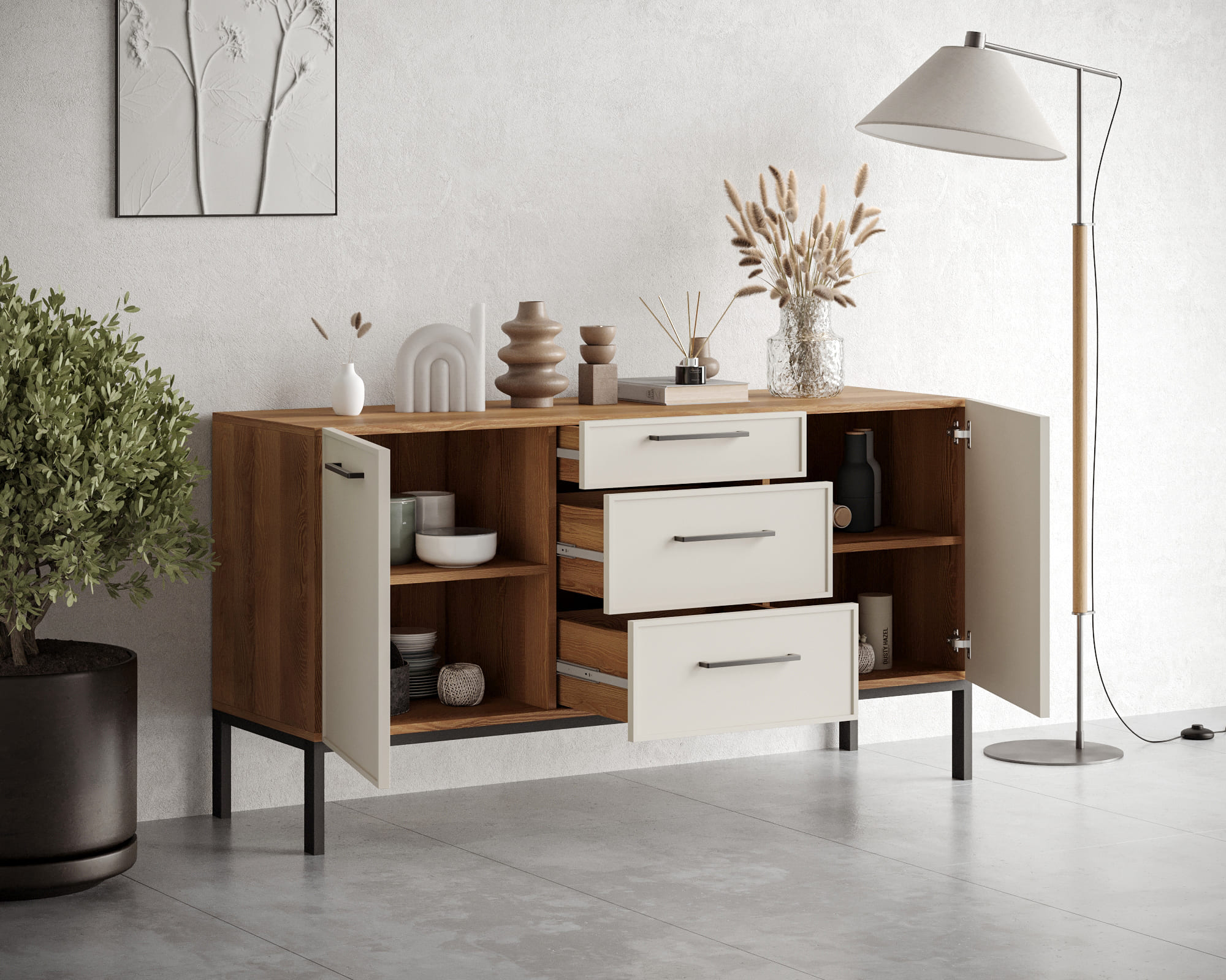 купить Комод две дверки и три ящика "Nicole" арт NEM08