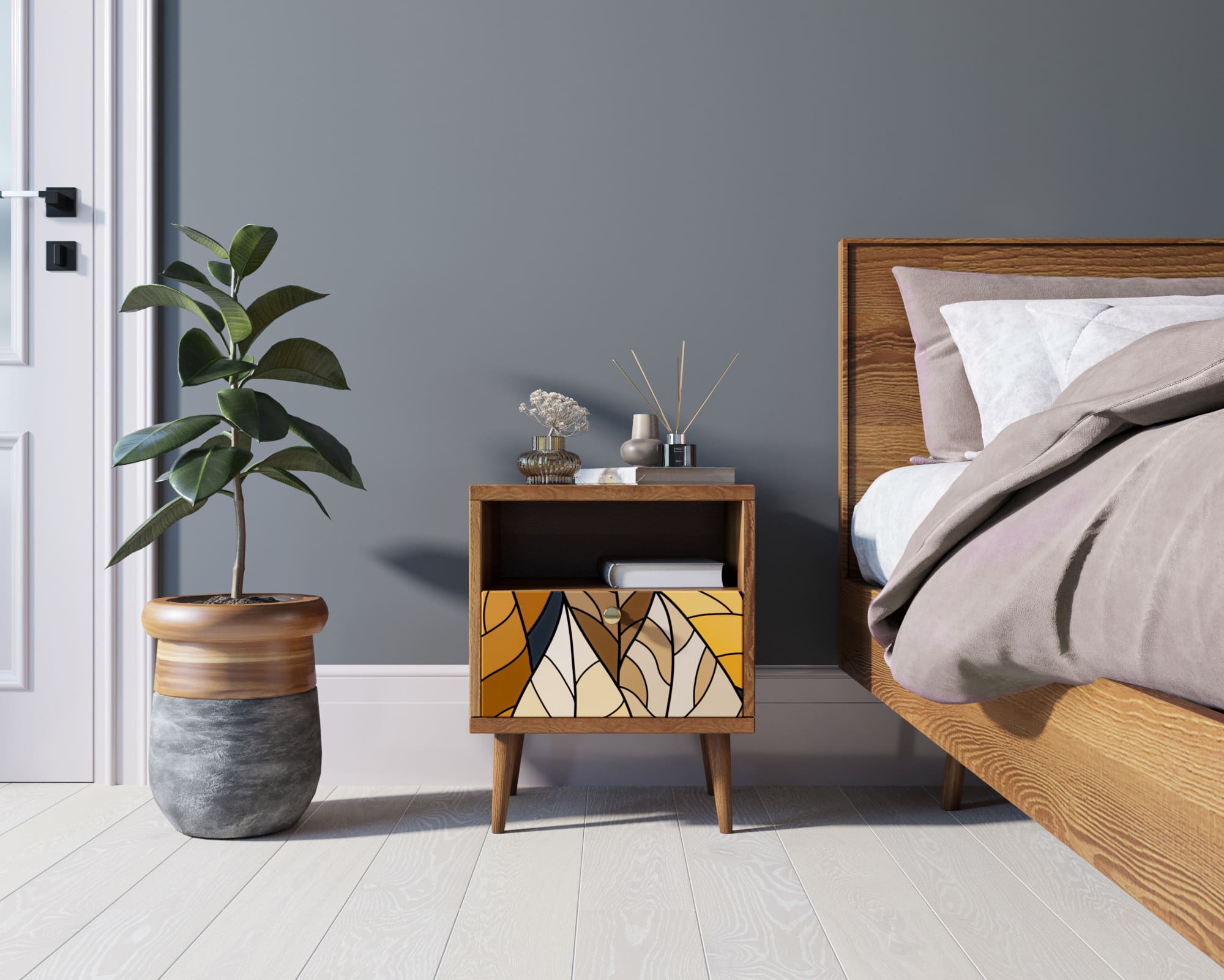 Тумбочка "Berber" с одним ящиком 08 принт арт BB06/Print_08, разноцветная в интернет-магазине