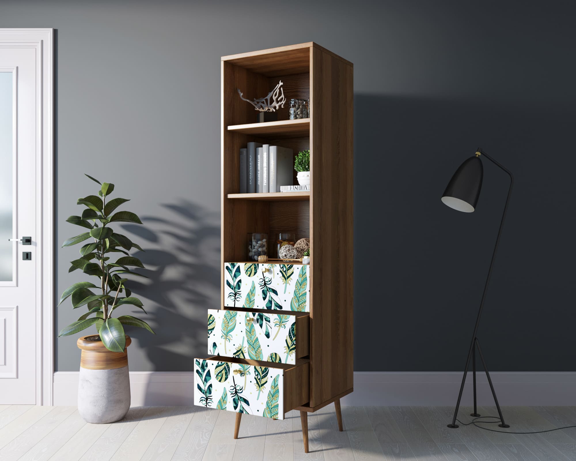 купить Стеллаж с ящиками "Berber" принт 44 арт BB45/Print_44