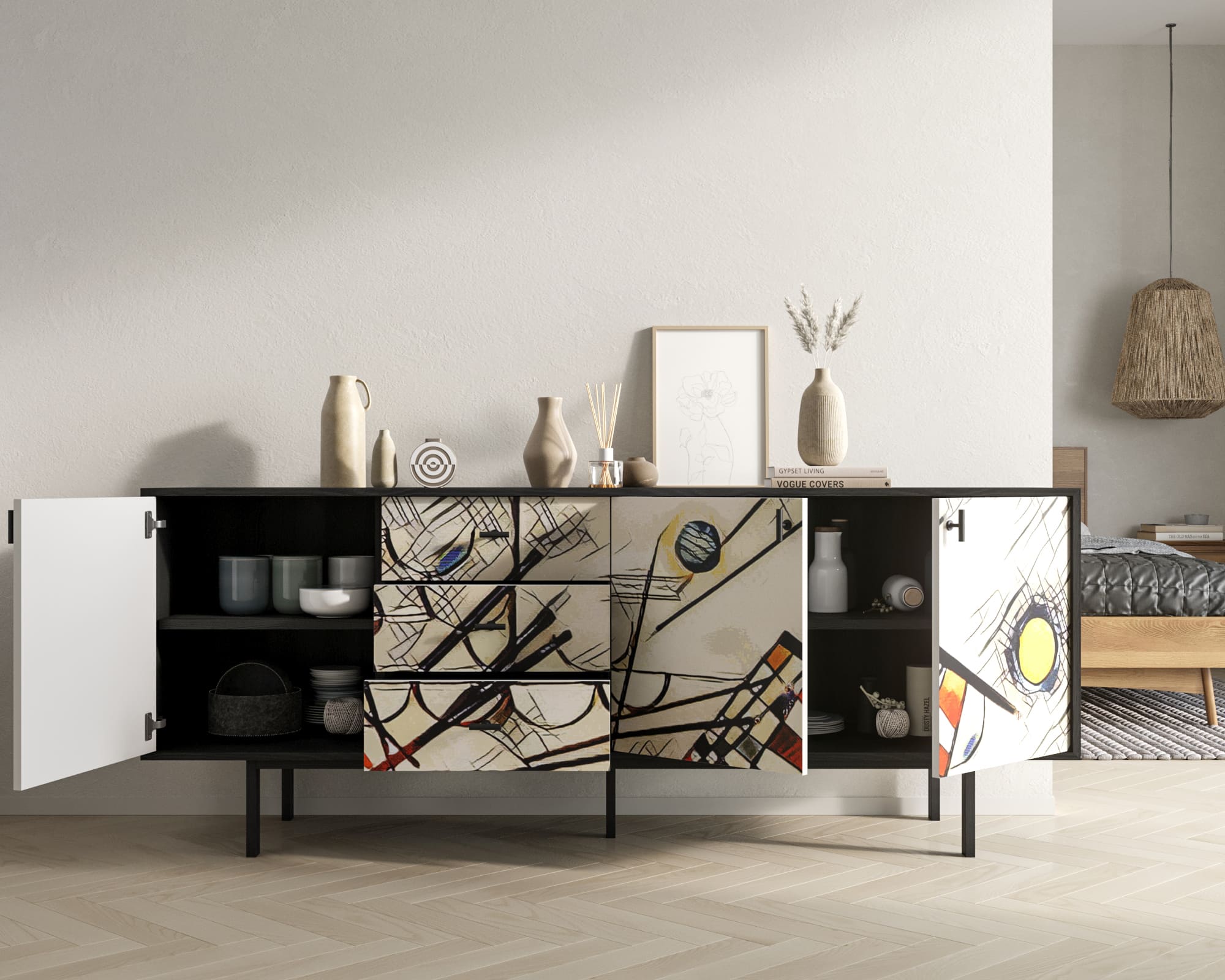 купить Комод с тремя дверками и тремя ящиками "Emerson" by Kandinsky арт EM07/Print_01 в Москве купить Комод с тремя дверками и тремя ящиками "Emerson" by Kandinsky арт EM07/Print_01