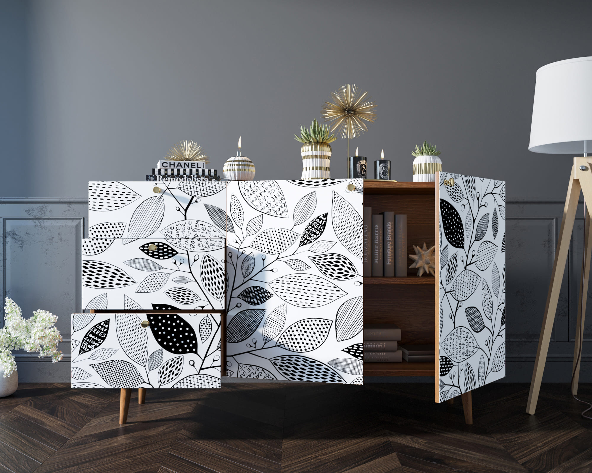 Комод "Berber" с двумя дверками и ящиками принт 9 арт BB17/Print_09 в интернет-магазине