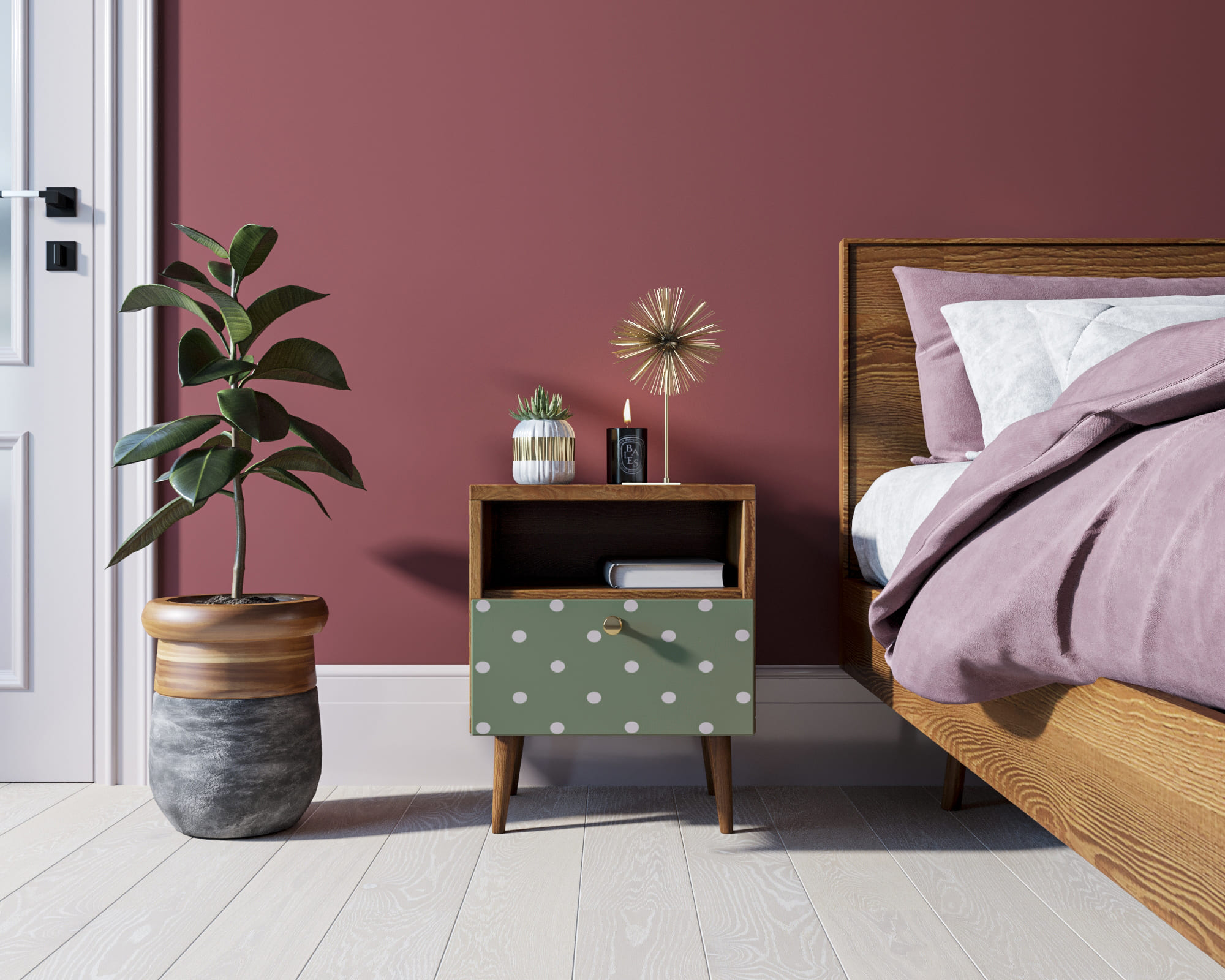 Тумбочка "Berber" с одним ящиком 12 принт арт BB06/Print_12, разноцветная в интернет-магазине