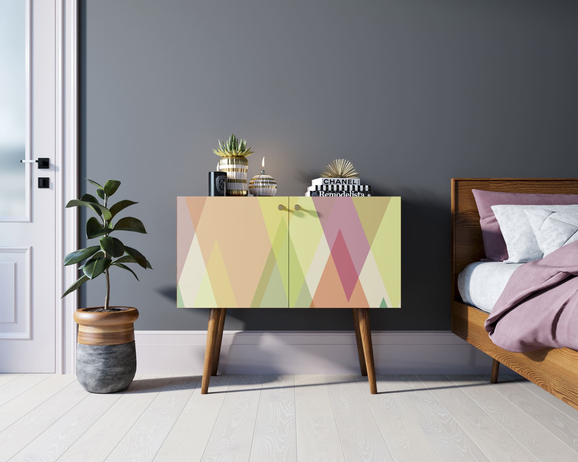 Комод на высоких ножках "Berber" малый принт 16 арт BB13/Print_16 в интерьере в Москве Комод на высоких ножках "Berber" малый принт 16 арт BB13/Print_16 в интерьере