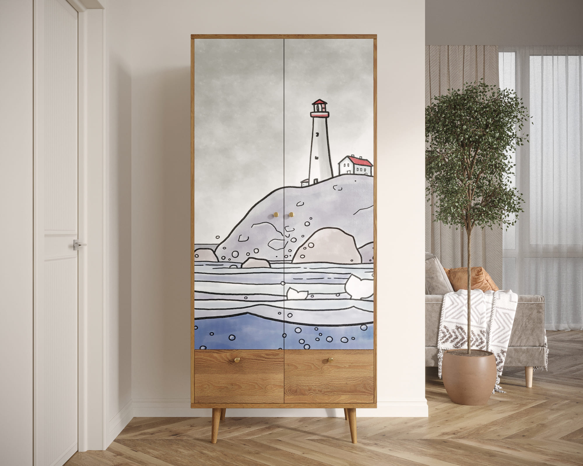 Шкаф двухстворчатый "Berber" арт BB16/Print_51 в интернет-магазине