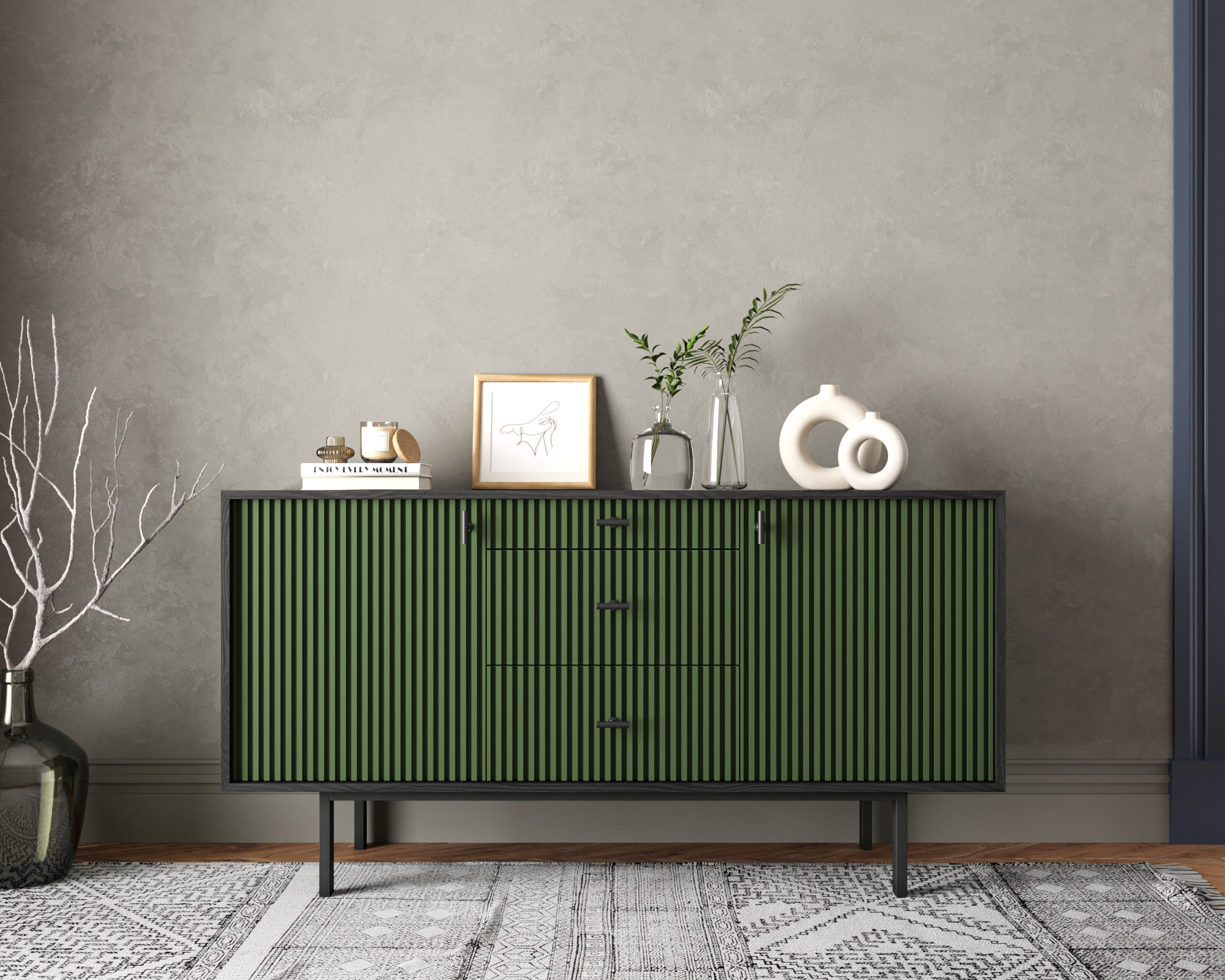 Комод две дверки и три ящика "Emerson" арт EM08/green/L в интернет-магазине в Москве Комод две дверки и три ящика "Emerson" арт EM08/green/L в интернет-магазине