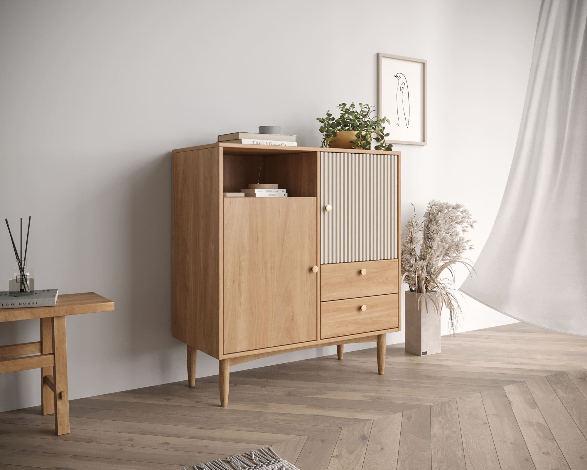 заказать Комод Bubble Solid с двумя дверками и двумя ящиками арт BBL06S