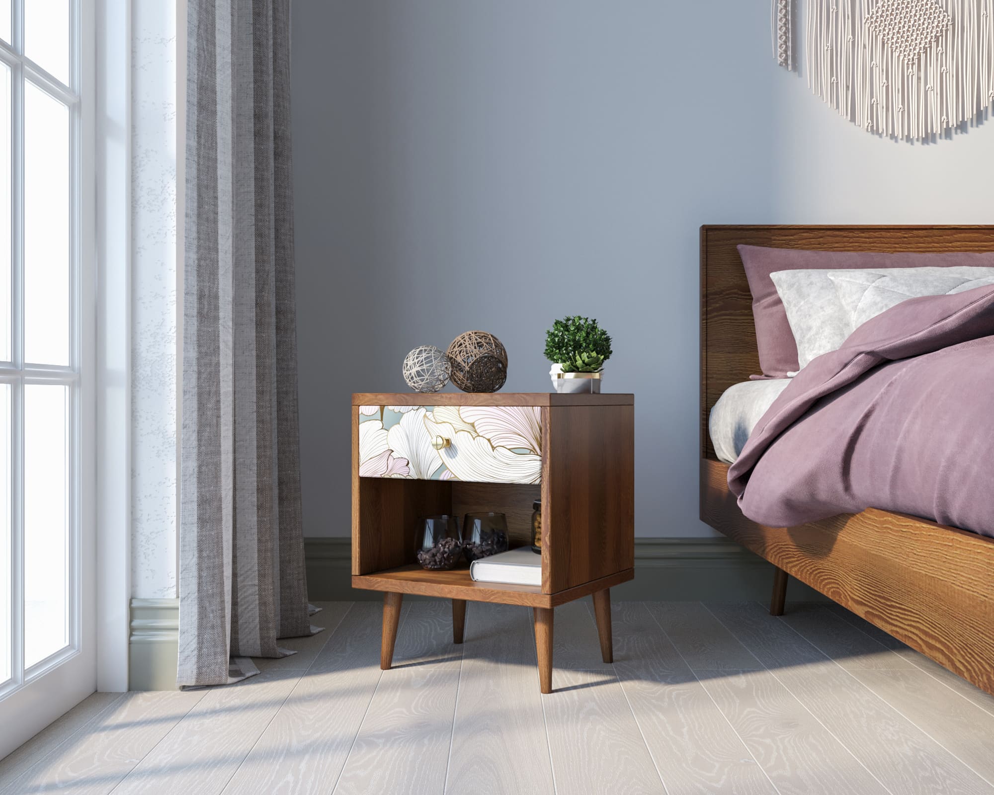 заказать Тумбочка "Berber" с открытой полкой 31 принт арт BB33/Print_31, разноцветная