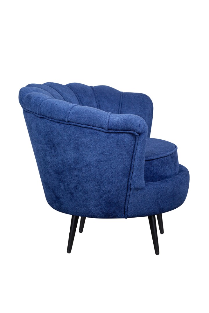 заказать Низкое кресло ракушка Pearl синий на черных ножках