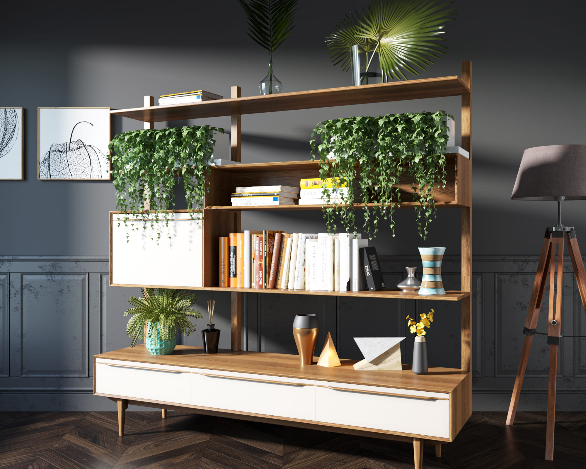 заказать Стеллаж "Bruni white" с ящиками арт BR-20WH